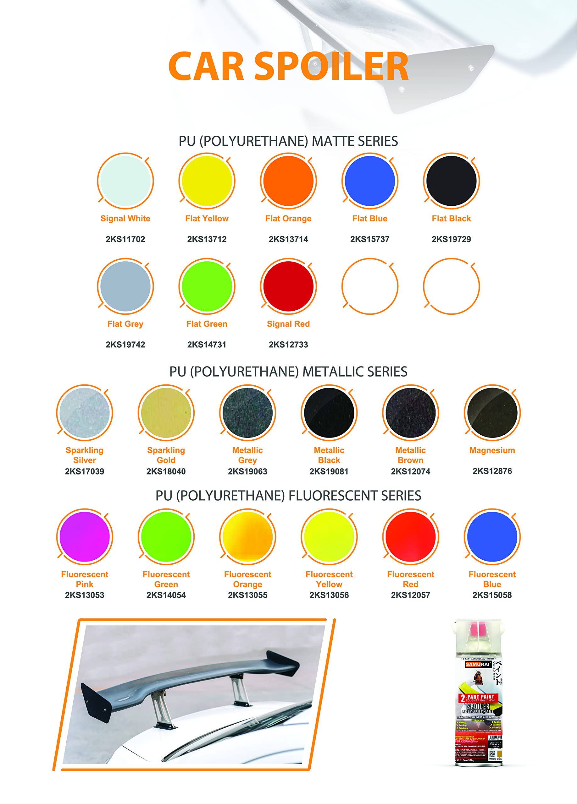 UV & Rust Resistant SAMURAI 2-Part Polyurethane Spray Paint for Car Spoilers - 11.3oz (3-Pack, Light Scarlet) | Automotive Touch-Up, DIY Car Modifications & Metal Protection