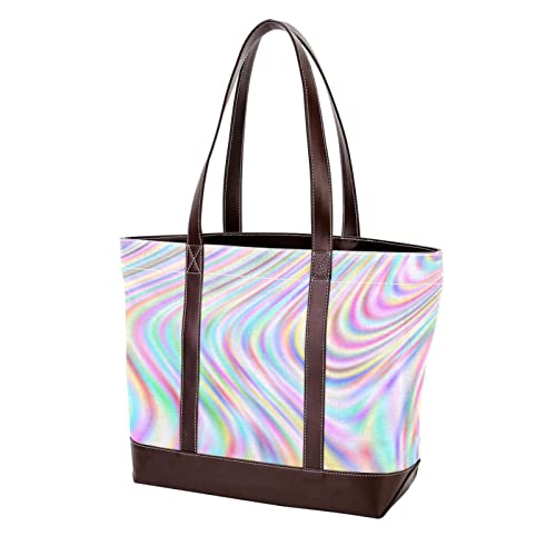 Stylish Large Leather & Canvas Tote Bags for Women - Top Handle Shoulder Satchel Hobo Purses - Perfect for Work, Travel & Shopping