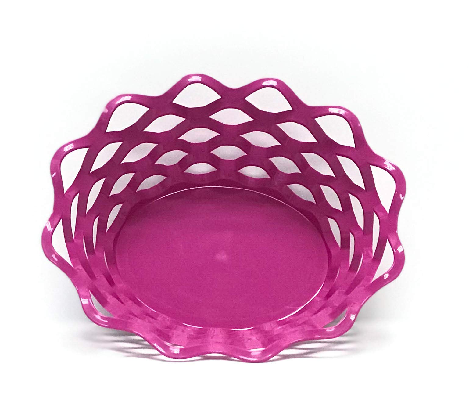Mintra Home Plastic Oval Bread and Fruit Serving Basket - Kitchen Countertop & Dining Table Storage - Ideal for Picnics, Parties, and Home Organization (Fuchsia)