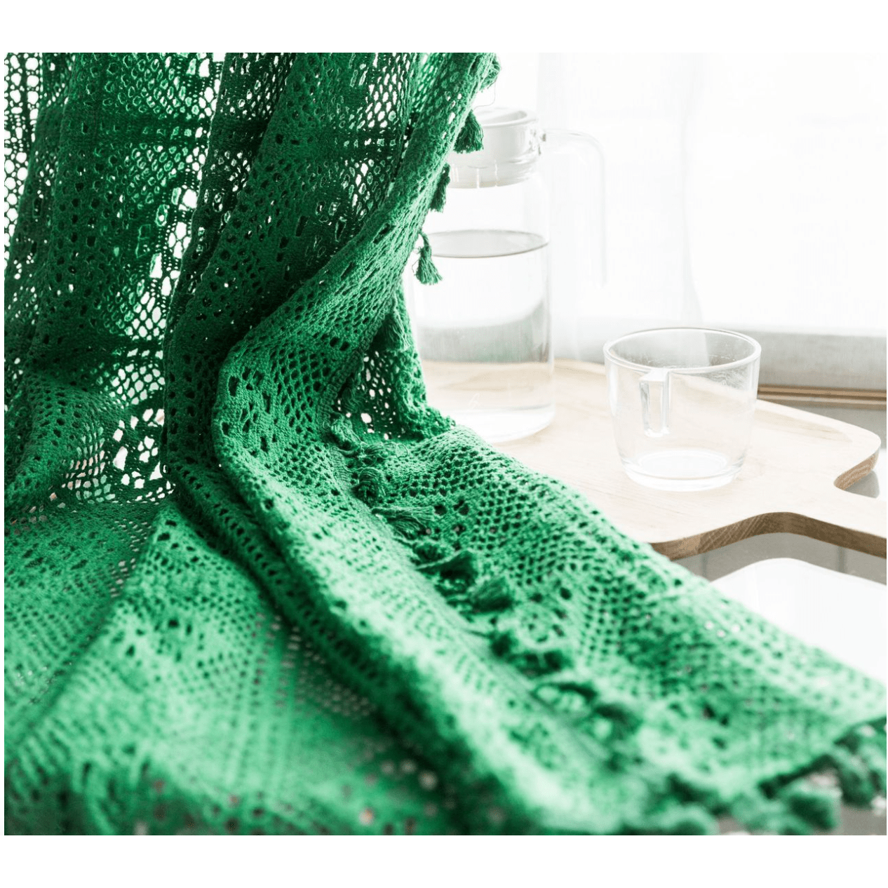 Rémy Crochet Sheer Curtains - Green & Pink Lace Window Drapes for Living Room, Bedroom & Nursery Decor