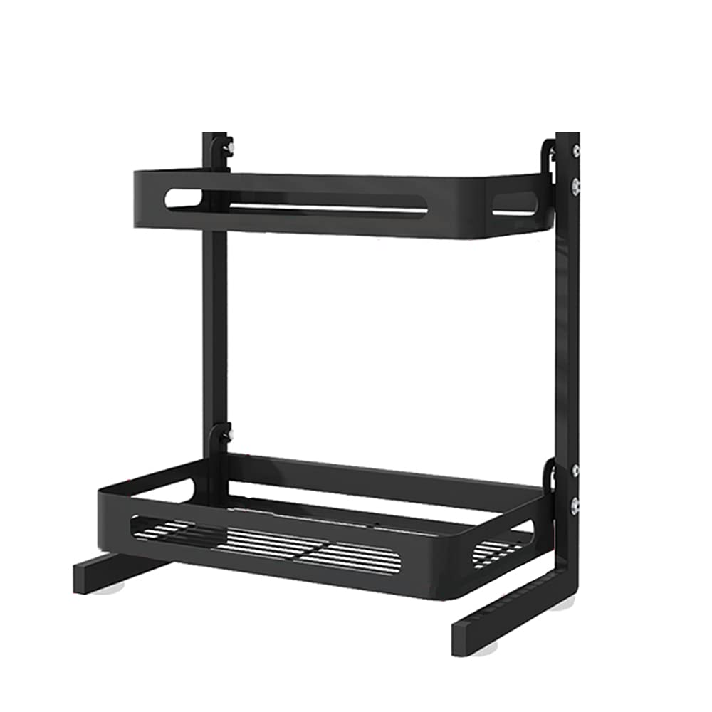 EXCLUZO 2-Tier Spice Rack Organizer - Countertop Storage Shelf for Spice Jars, Bottles & Utensils - Freestanding Kitchen Organizer with Removable Hooks - Perfect for Pantry, Cabinet & Countertop Organization