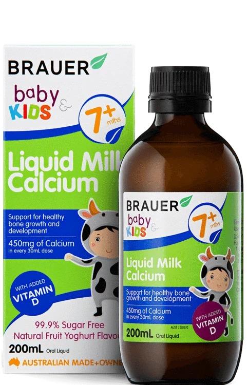 Brauer Baby & Kids Liquid Milk Calcium Supplement - Supports Strong Bones & Teeth Growth for Infants & Toddlers - Ideal for Daily Nutrition & Healthy Development