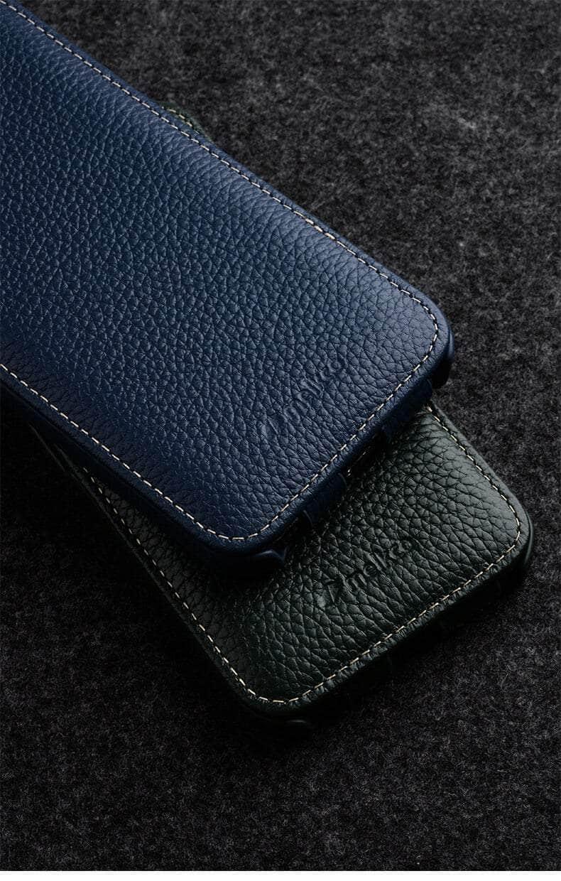 Genuine Vertical Open Business Wallet Case for iPhone 13 Pro Max - Premium Leather Card Holder & Phone Protection for Work & Travel