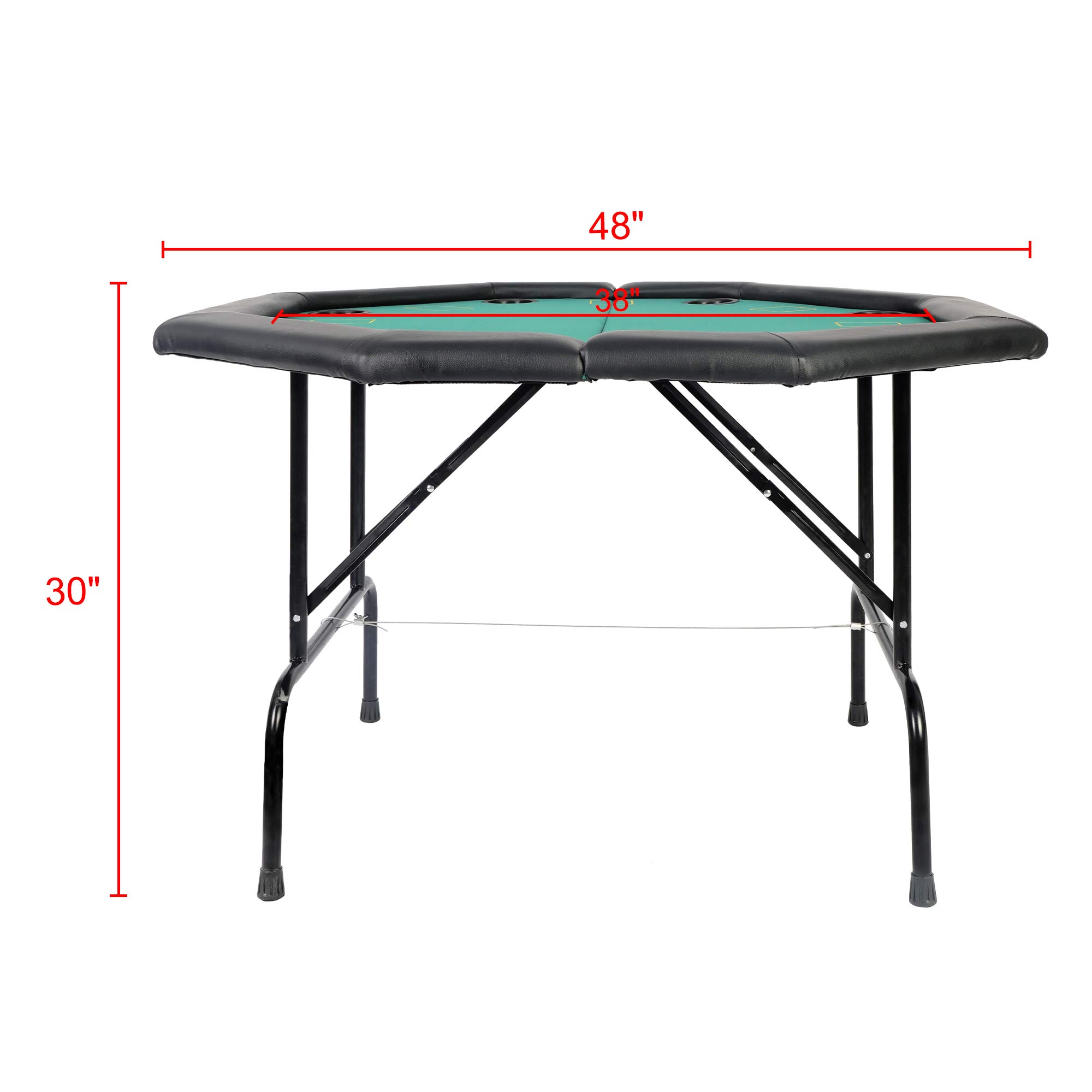 TRY & DO 8-Player Octagon Folding Poker Table with Legs & Cup Holders - Perfect for Blackjack, Texas Hold'em & Casino Games - Ideal for Home Game Nights, Poker Parties & Casino-Themed Events