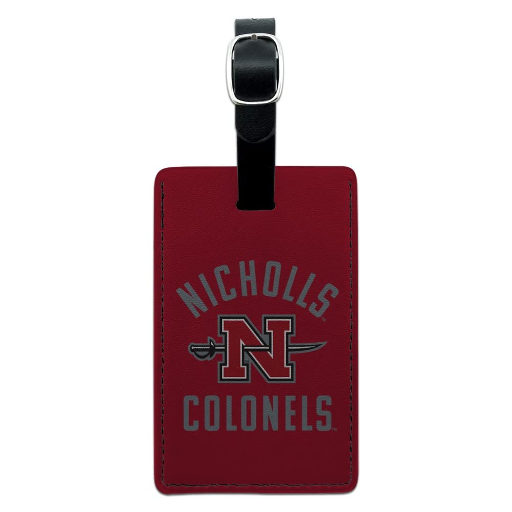 Nicholls State University Colonels Logo Leather Luggage Tag - Personalized Rectangle ID Card Holder for Travel, Business & Campus Life