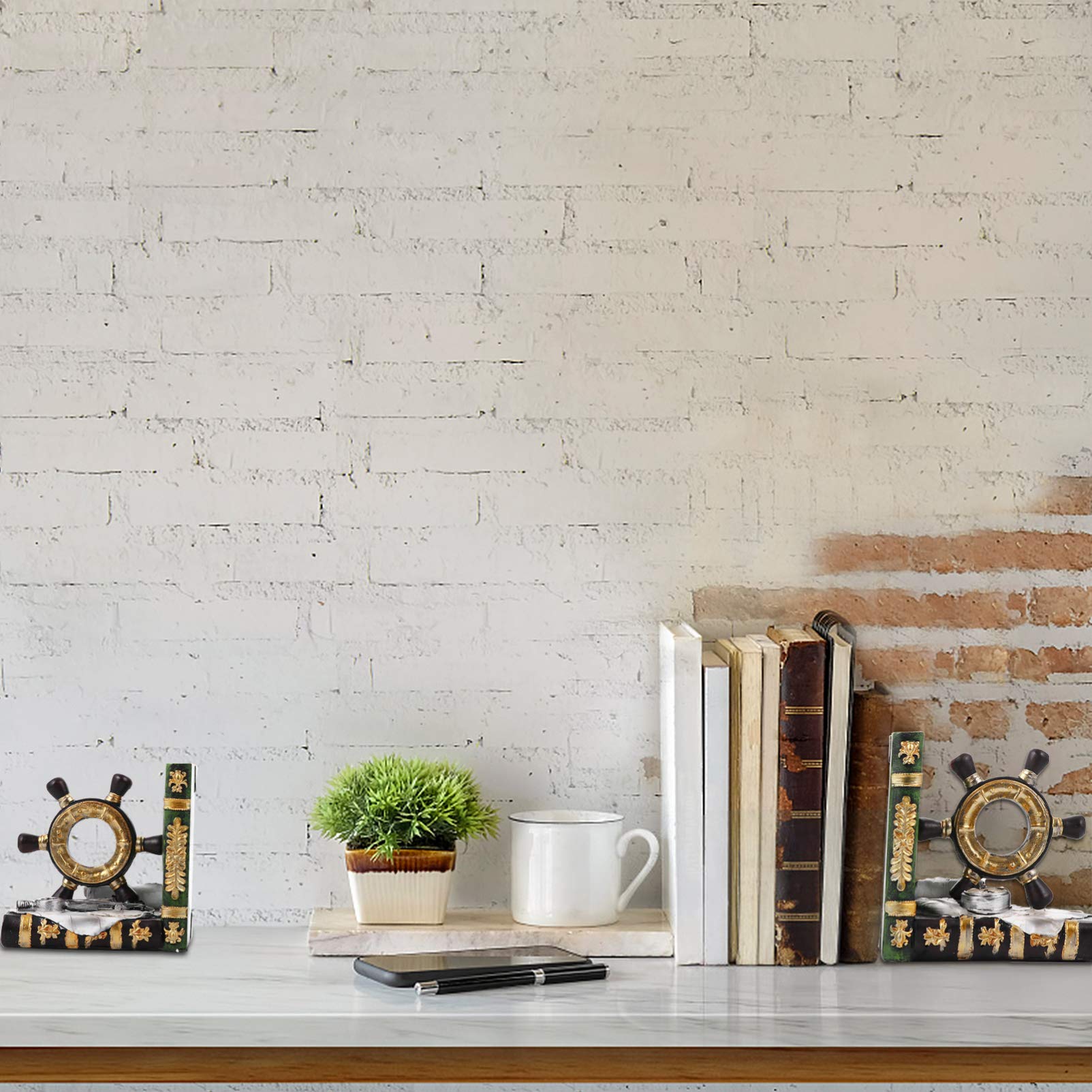 Stylish Nordic Resin Bookends - Heavy Duty Book Supports & Shelf Protectors for Home Office Decor - Perfect for Bookshelves, Desks, and Library Organization
