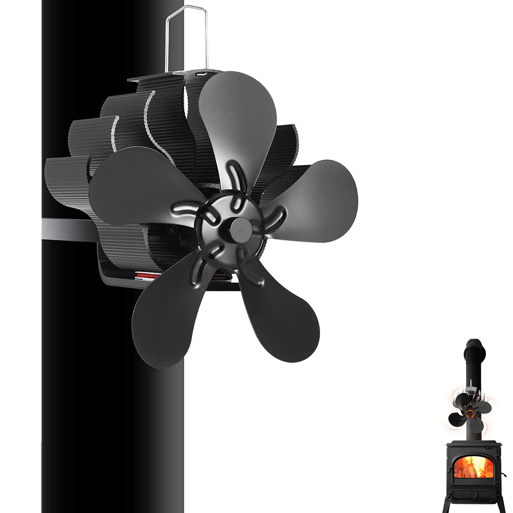 Heat Powered Wood Stove Fan - Non-Electric Fireplace Fan for Wood Burning, Gas, Pellet & Propane Stoves | Eco-Friendly Thermoelectric Stove Fan for Efficient Heat Circulation in Living Rooms, Cabins & Outdoor Spaces