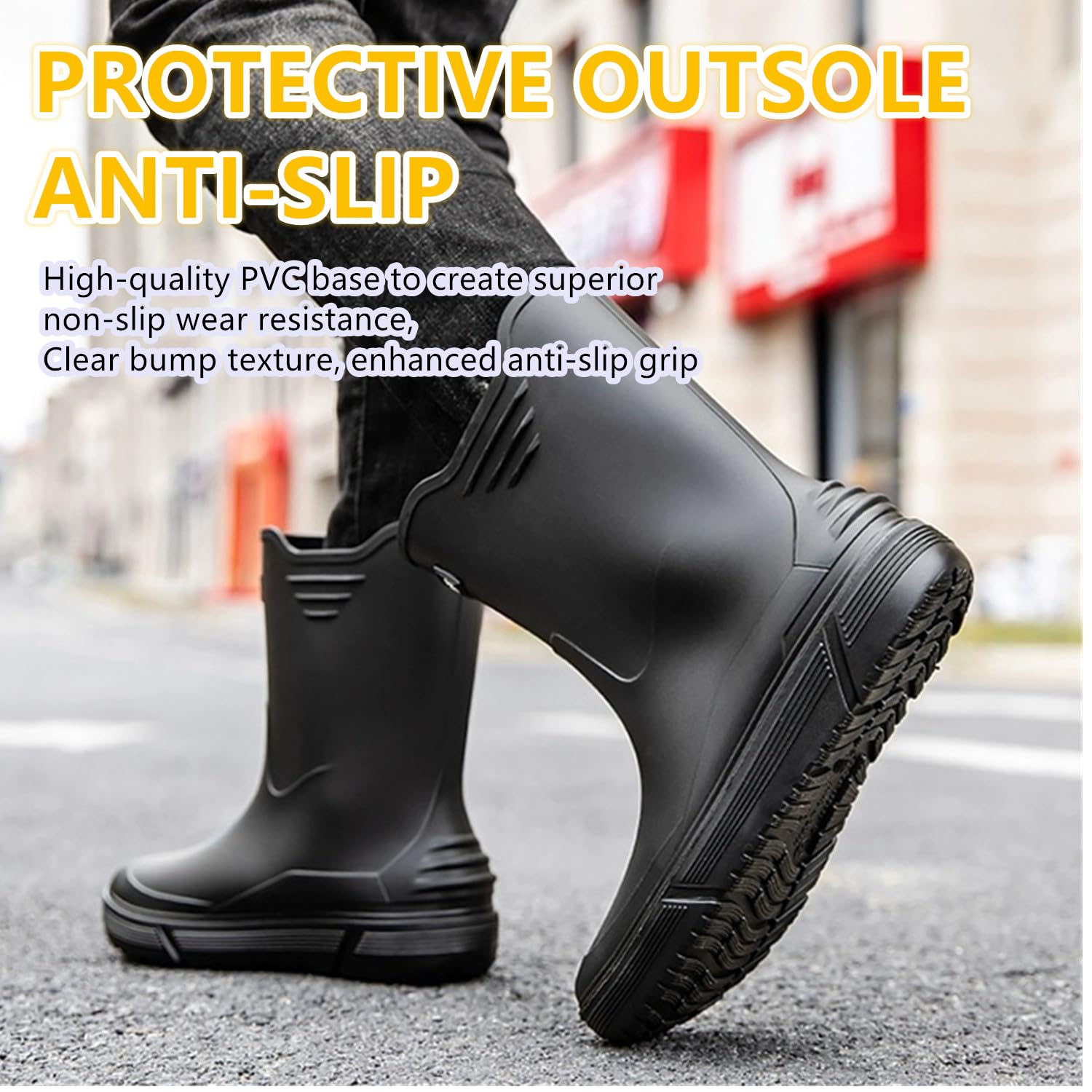 Waterproof PVC Rain Boots for Women & Men - Lightweight Comfortable Rubber Work Boots for Fishing, Farming, Gardening | Slip-Resistant Durable Mud Boots for Outdoor Activities
