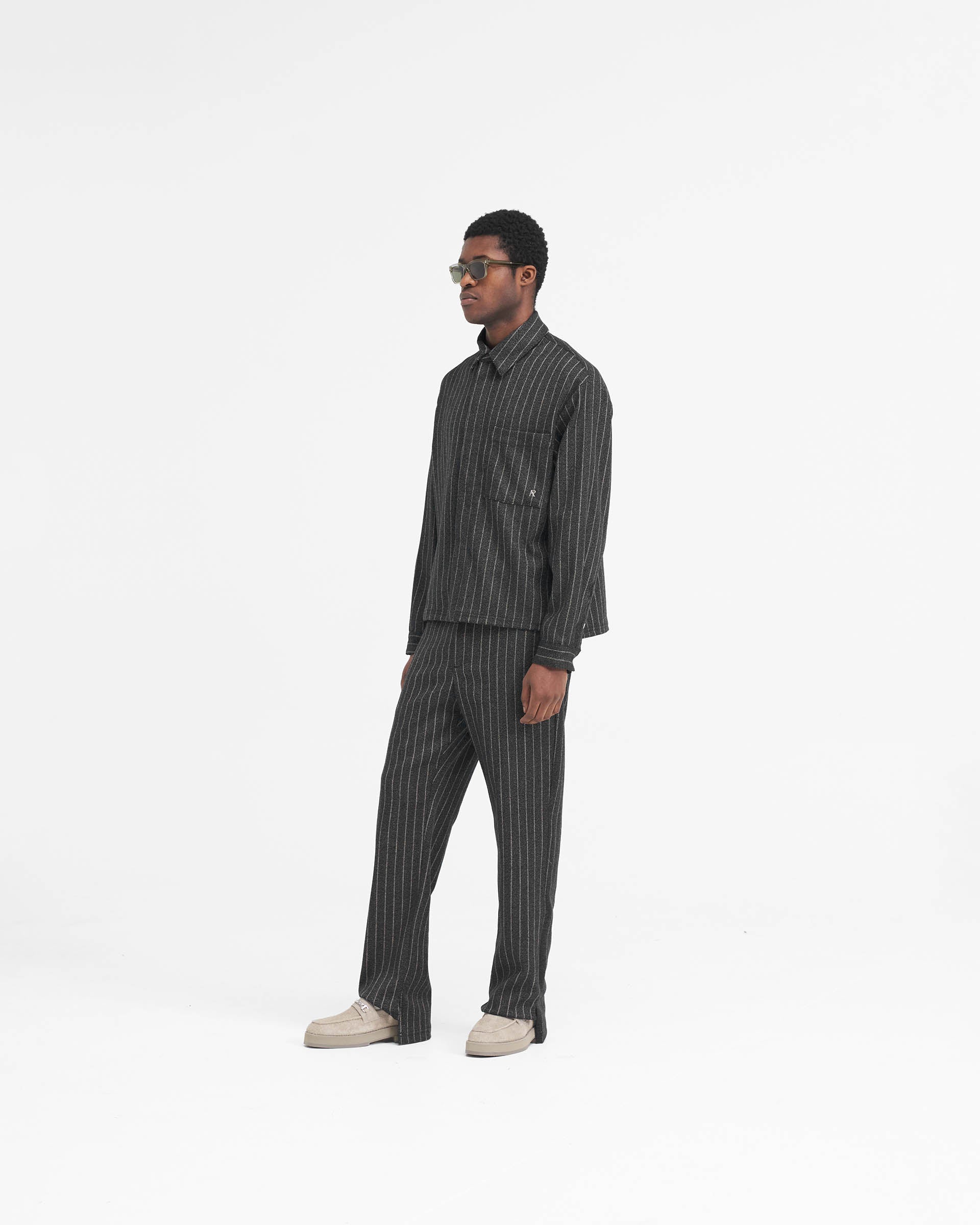 Stylish Black Pinstripe Cropped Dress Shirt for Women | Office Wear & Casual Outfits | Perfect for Work, Parties & Date Nights