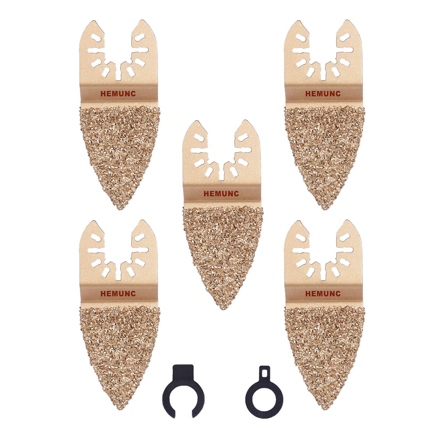 HEMUNC 5-Piece Universal Carbide Oscillating Multitool Saw Blades Kit - Compatible with Dewalt, Dremel, Rockwell, Makita, Fein, Milwaukee, Bosch - Perfect for Wood, Metal & Drywall Cutting
