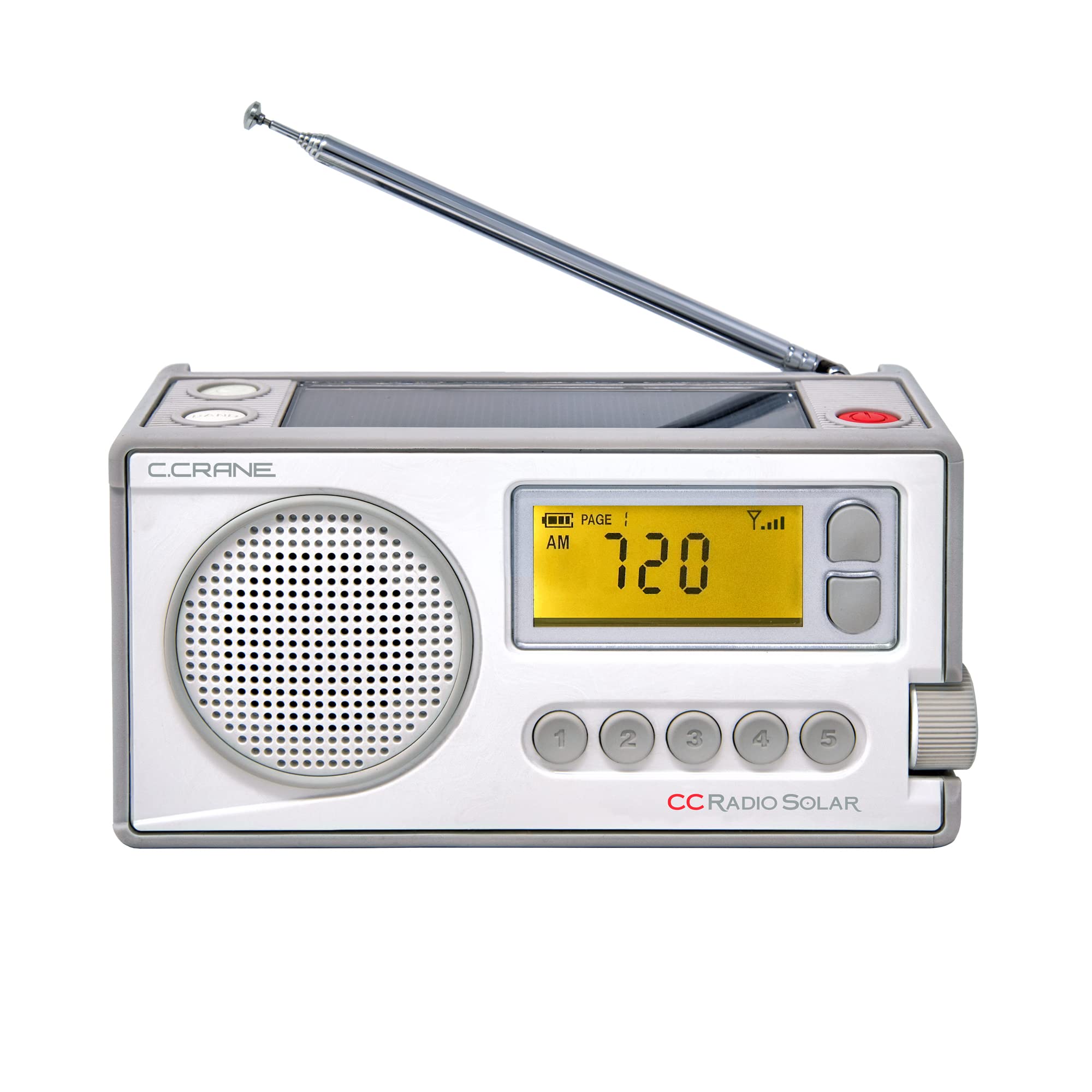 C. Crane CCRadio Solar Wind-Up Emergency Crank Digital Radio - AM/FM, NOAA Weather & Alert, Built-in LED Flashlight & Phone Charger - Portable Battery Operated Radio for Outdoor, Camping & Emergency Preparedness