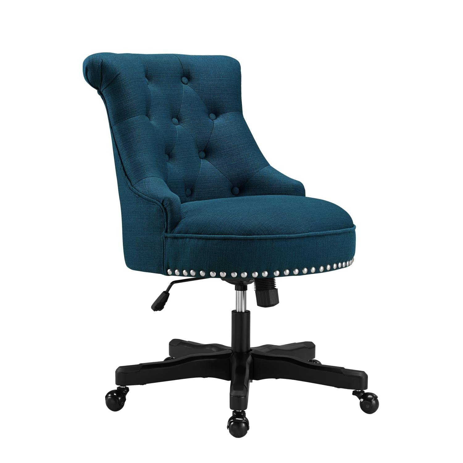 Linon Sinclair Azure Blue Office Chair - Ergonomic Mesh Back & Adjustable Height for Home & Office Workspace - Comfortable Desk Chair for Long Hours Sitting