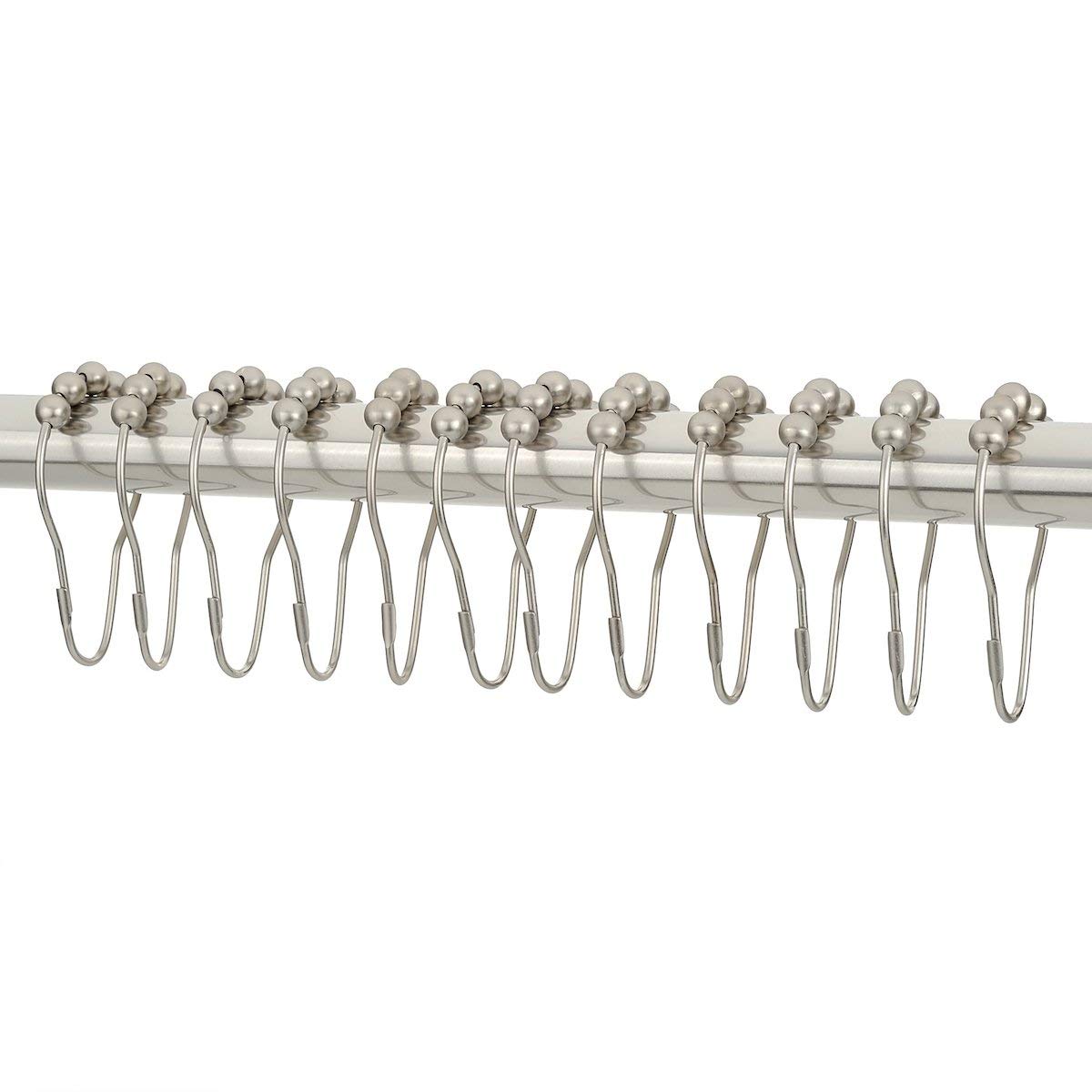Premium Matte Nickel Shower Curtain Rings Set with Waffle Weave Shower Curtain - 72x72 Inches, Bathroom Decor for Modern & Luxury Homes, Spa-Like Experience