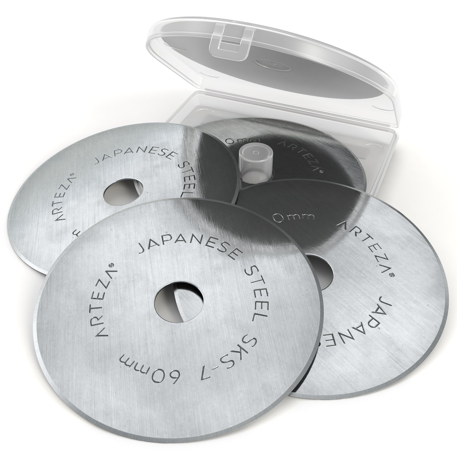 Arteza 60mm Quilting Rotary Cutter Replacement Blades - 12 Pack - Sharp Precision Blades for Fabric Cutting, Quilting, Sewing & Craft Projects - Ideal for Quilters, Seamstresses & DIY Enthusiasts