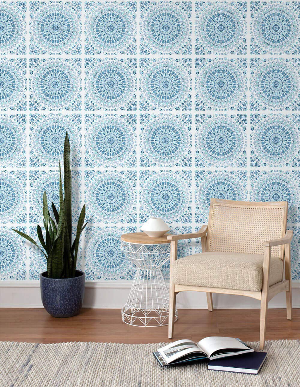 NextWall Mandala Bohemian Peel and Stick Wallpaper - Self-Adhesive Removable Wall Decor for Bedroom, Living Room & Nursery | Easy DIY Home Renovation