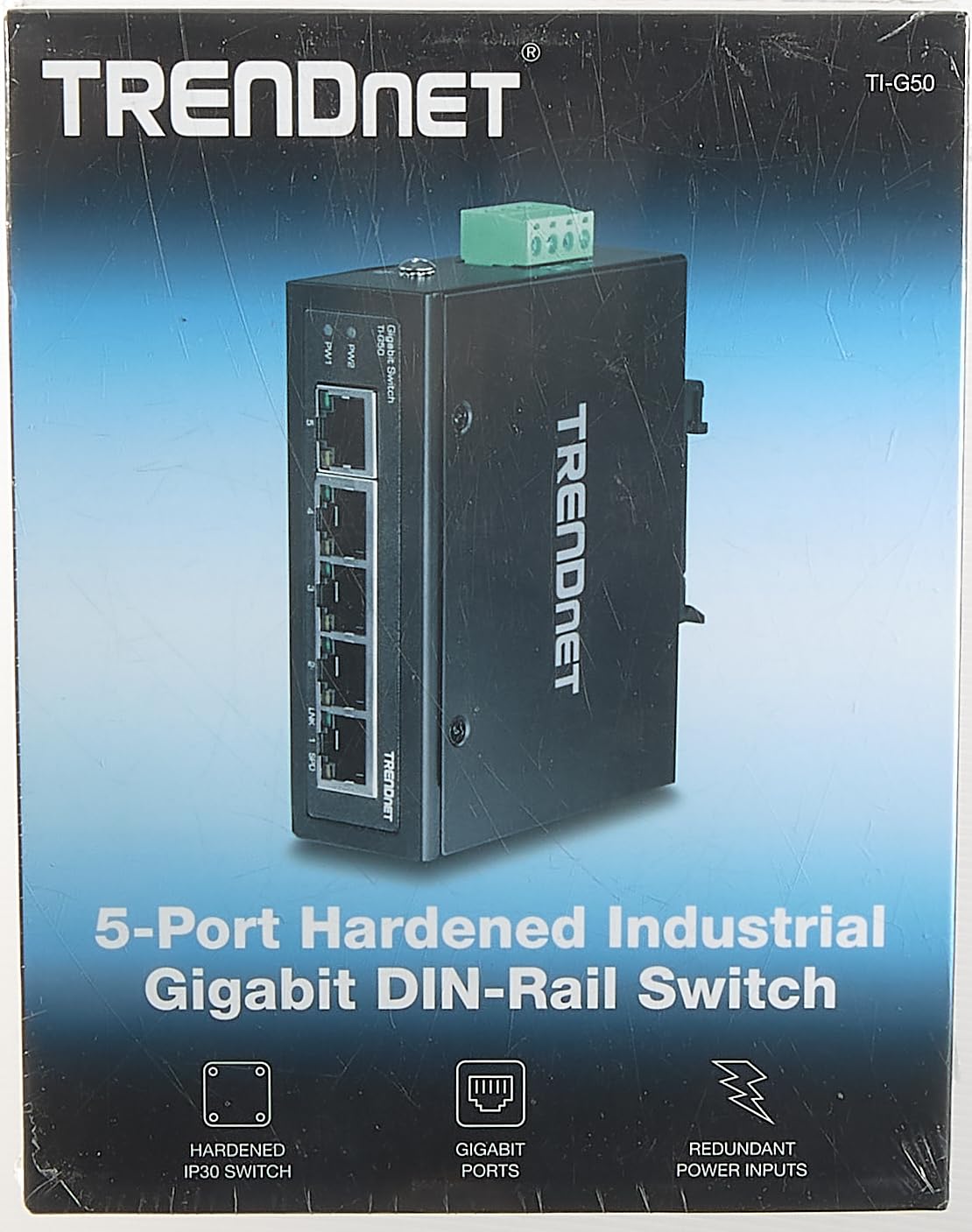 TRENDnet 5-Port Industrial Gigabit DIN-Rail Switch - 10Gbps High-Speed Network Switch with IP30 Rating (-40°F to 167°F) - DIN-Rail & Wall Mount Included - Lifetime Warranty - Black - TI-G50 - Perfect for Harsh Industrial Environments, Factory Automation & Outdoor Networking