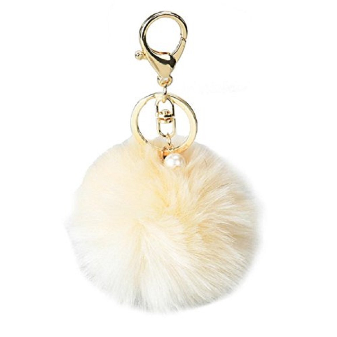 Cute Rabbit Fur Ball Keychain - Soft Plush Car Key Ring Pendant for Women & Men | Perfect for Keys, Bags, Backpacks & Gifts