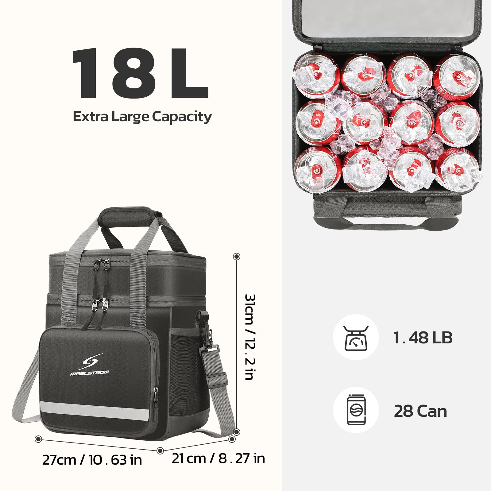 Insulated Leakproof Lunch Box for Men & Women - Maelstrom Cooler Lunch Bag for Work, Office, School, Picnics & Outdoor Activities