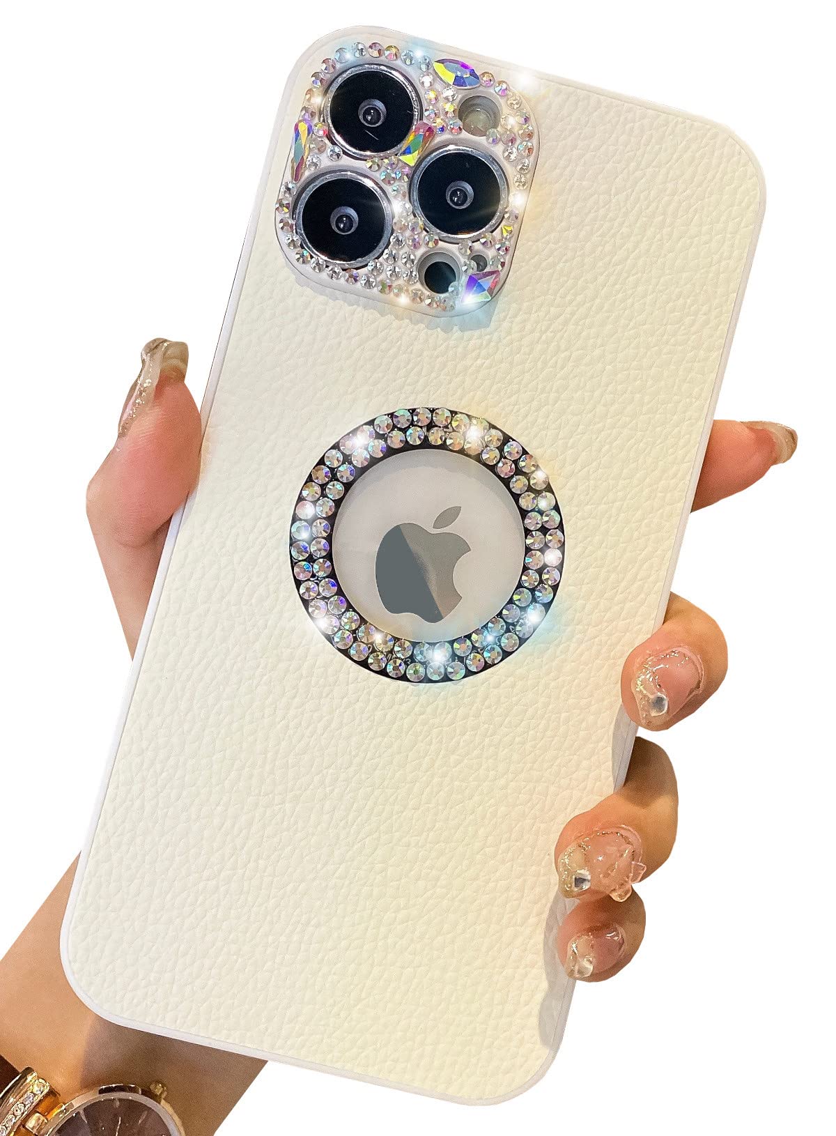BANAILOA Sparkle Bling Rhinestone Diamond Cute Leather Case for iPhone 11 Pro Max (6.5 inch) - Slim Protective Girly Glitter Phone Cover in White | Perfect for Parties, Weddings & Everyday Glam