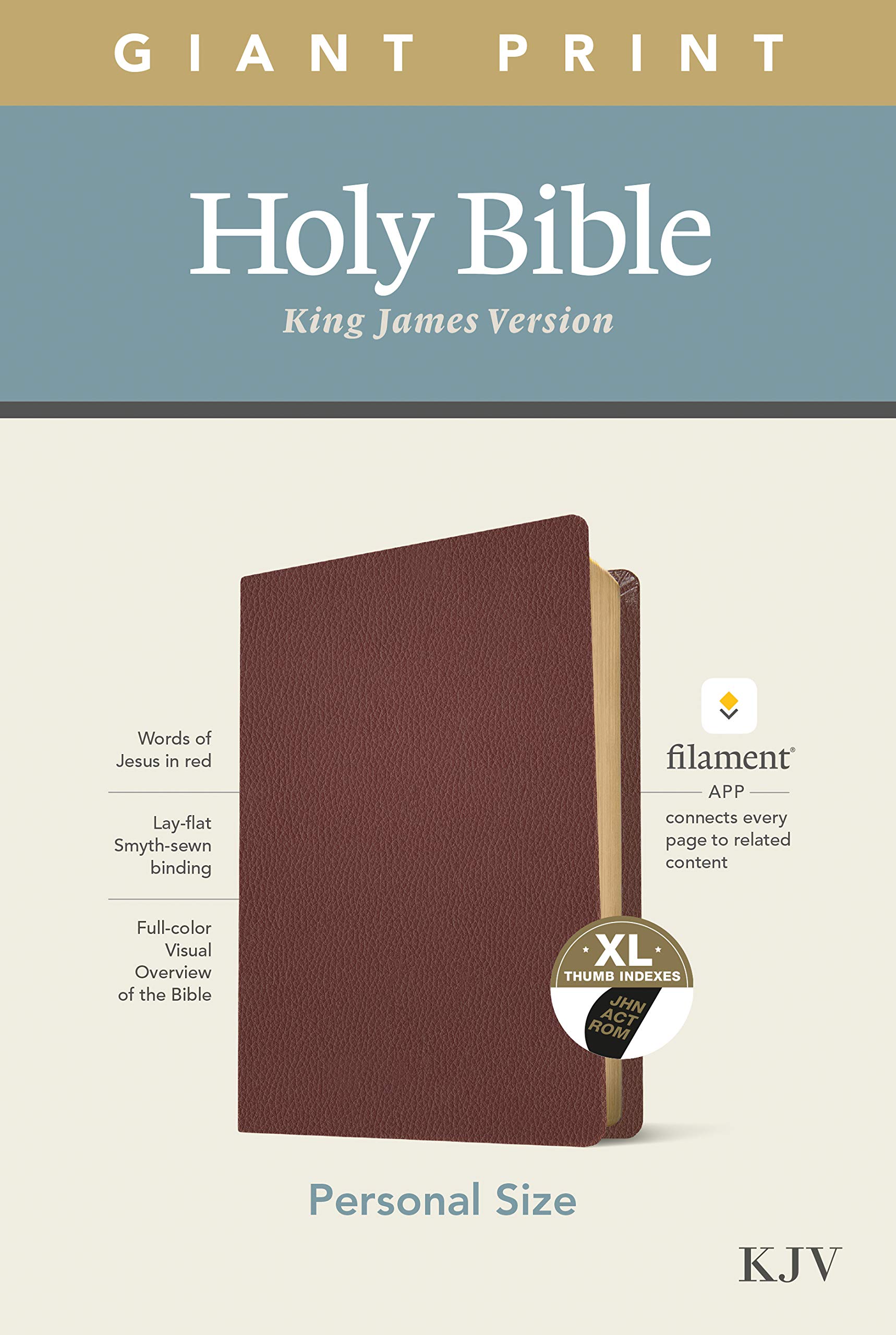 KJV Giant Print Bible - Genuine Leather, Burgundy | Red Letter Edition for Easy Reading & Worship