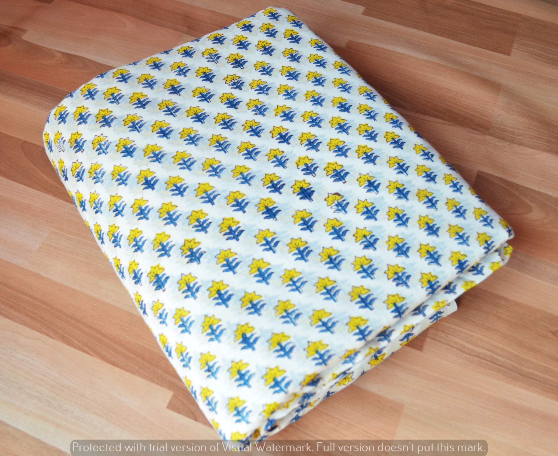 Printed Cotton Fabric by The Yard - Indian Print Fabric for Summer Dresses, Kurtis, Sofa Covers, Cushions & Scarves (50 Yards) - Perfect for DIY Fashion, Home Decor & Craft Projects