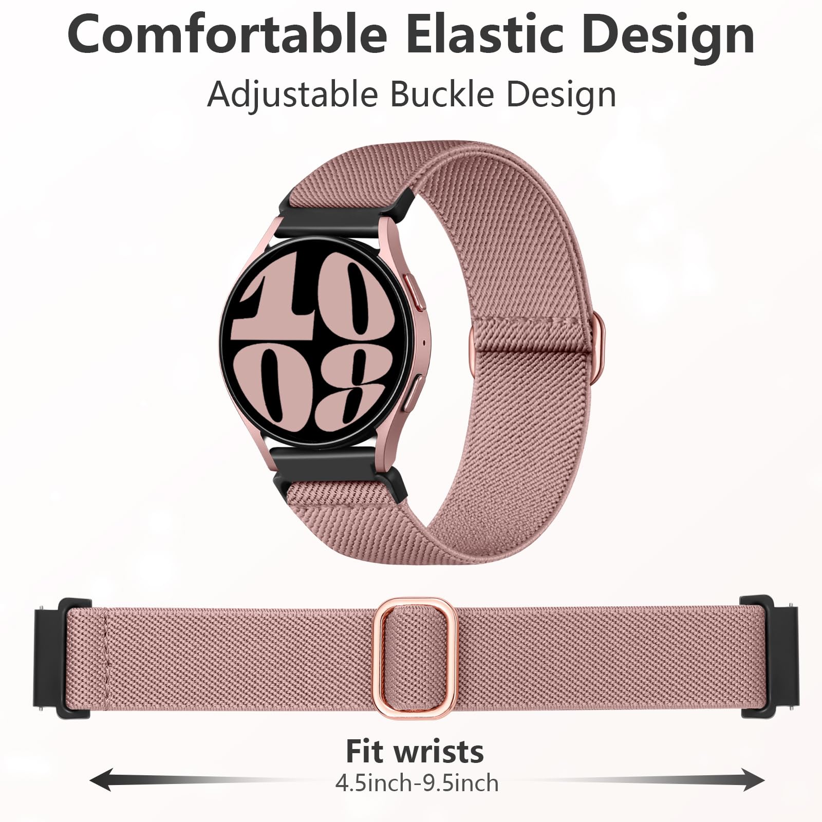 DaQin 4 Pack Stretchy Nylon Solo Loop Bands - Compatible with Samsung Galaxy Watch 7/6/5/4/Classic/Active 2/5 Pro - 20mm Soft Adjustable Sport Strap for Workout, Running & Daily Wear