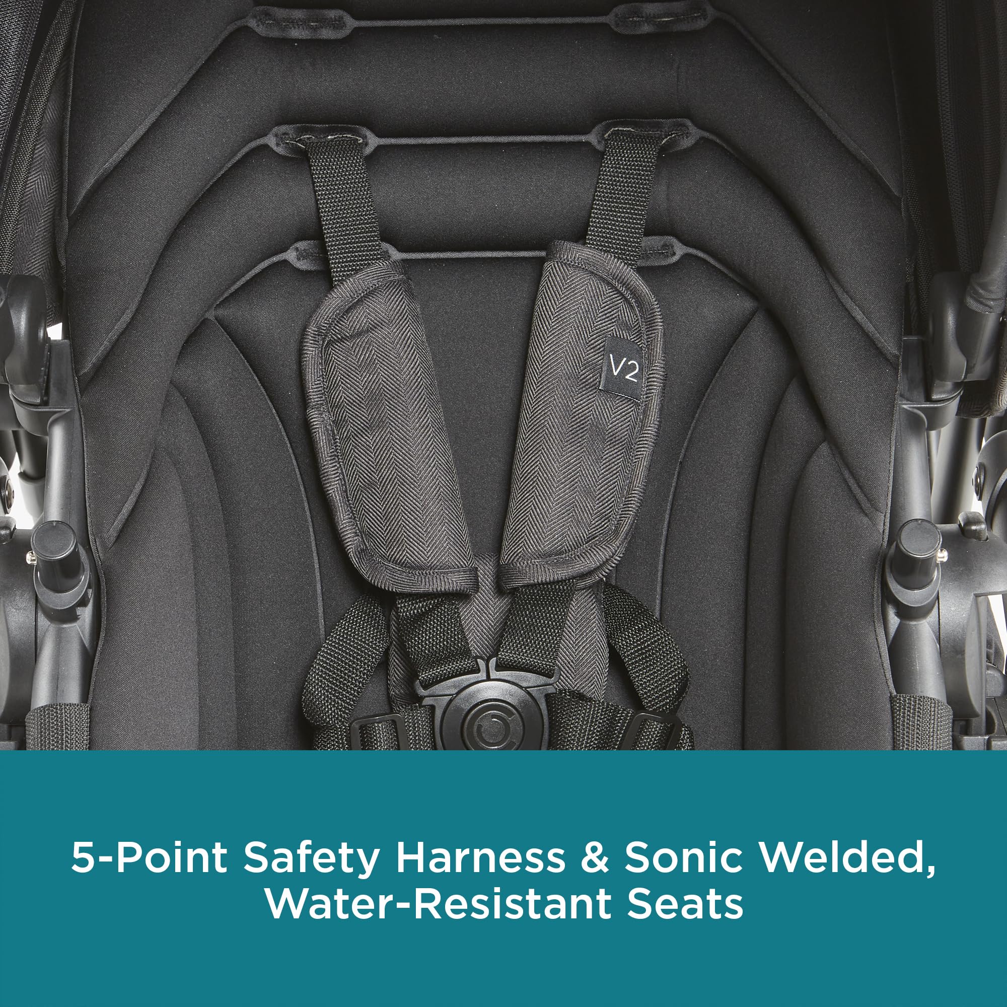Contours Curve V2 Convertible Modular Tandem Double Stroller for Baby & Toddler - Reversible Seats, 360° Swivel Wheels, Car Seat Compatible | Easy Fold Design for Compact Storage | Perfect for Twins, Siblings or Daycare Use | Durable Black Frame for Urban & Suburban Adventures