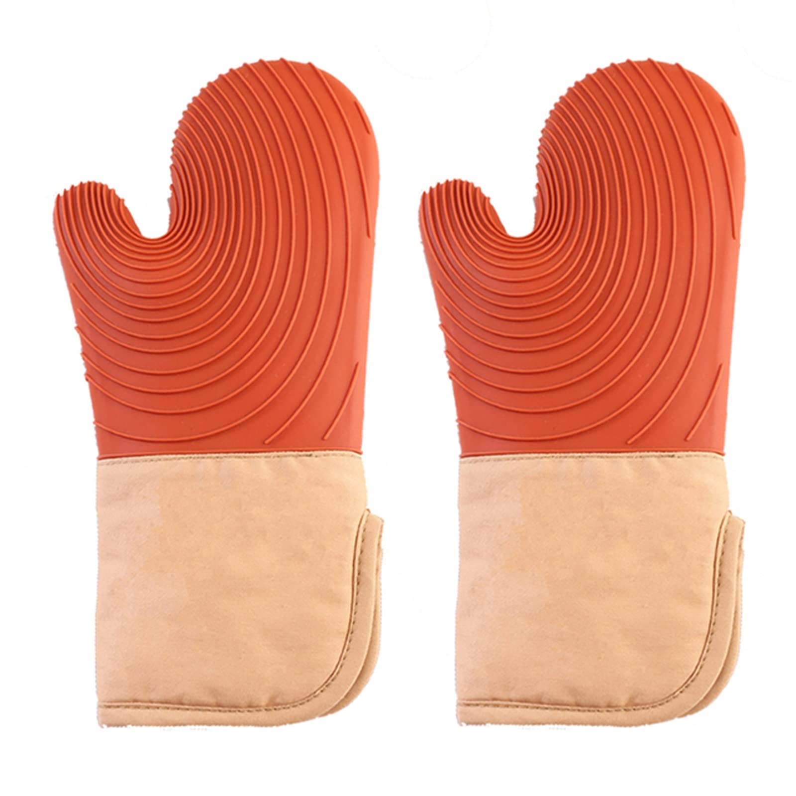 Heat Resistant Silicone Gloves for Kitchen Baking, Oven, Microwave & Grill - Extra Thick & Durable Oven Mitts (Orange, One Size) - Perfect for Cooking, Baking, BBQ & Food Handling