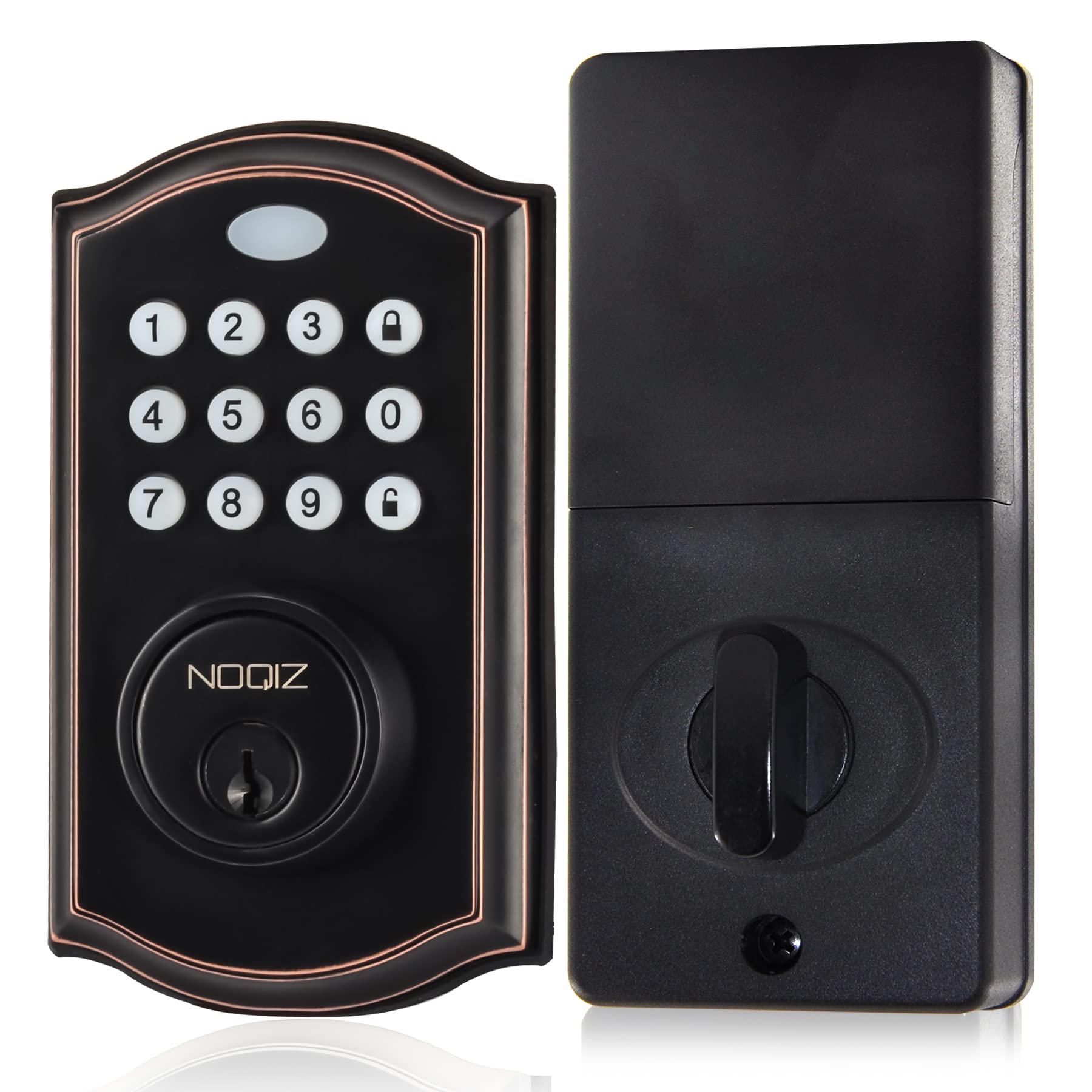 NOQIZ Smart Bluetooth Keypad Deadbolt Lock - Keyless Entry Door Lock with Wi-Fi Bridge, Auto-Lock & Alarm - Easy Installation for Home & Office Security (Black) | Perfect for Front Doors, Apartments & Smart Homes