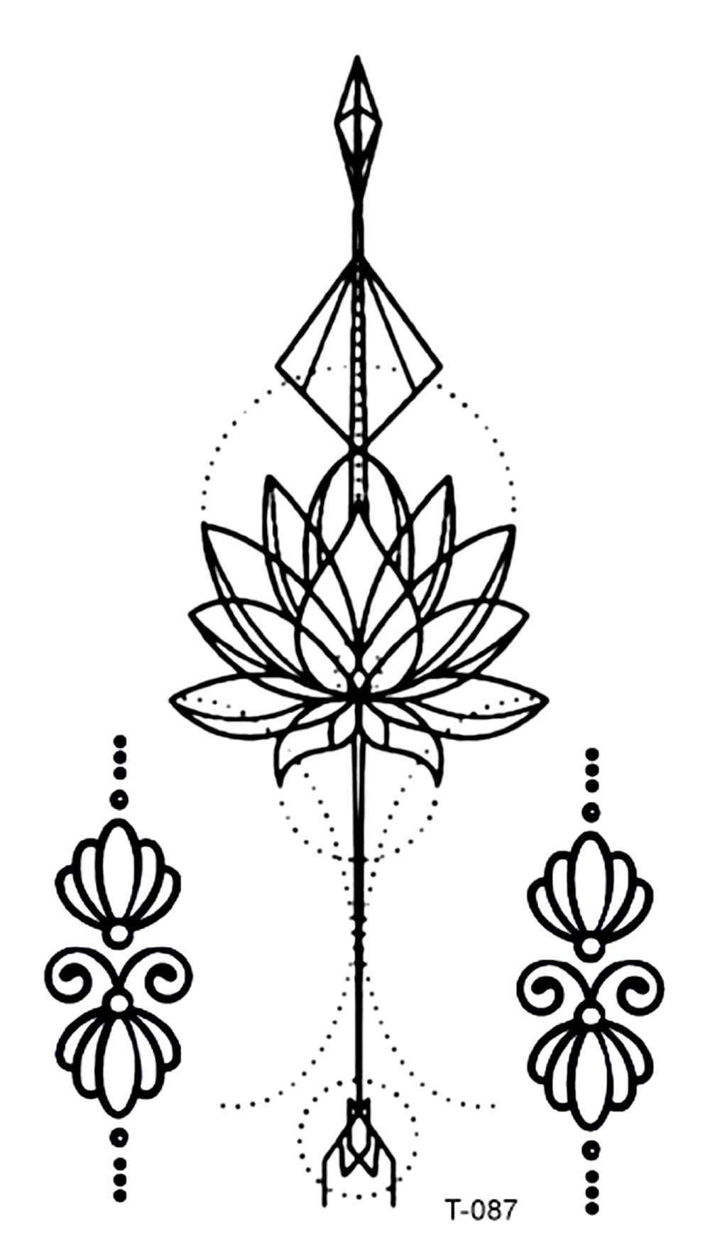Lotus Boho Temporary Tattoos - Waterproof Fake Body Art Stickers for Women & Teens - Perfect for Festivals, Beach Parties, and Summer Vacations