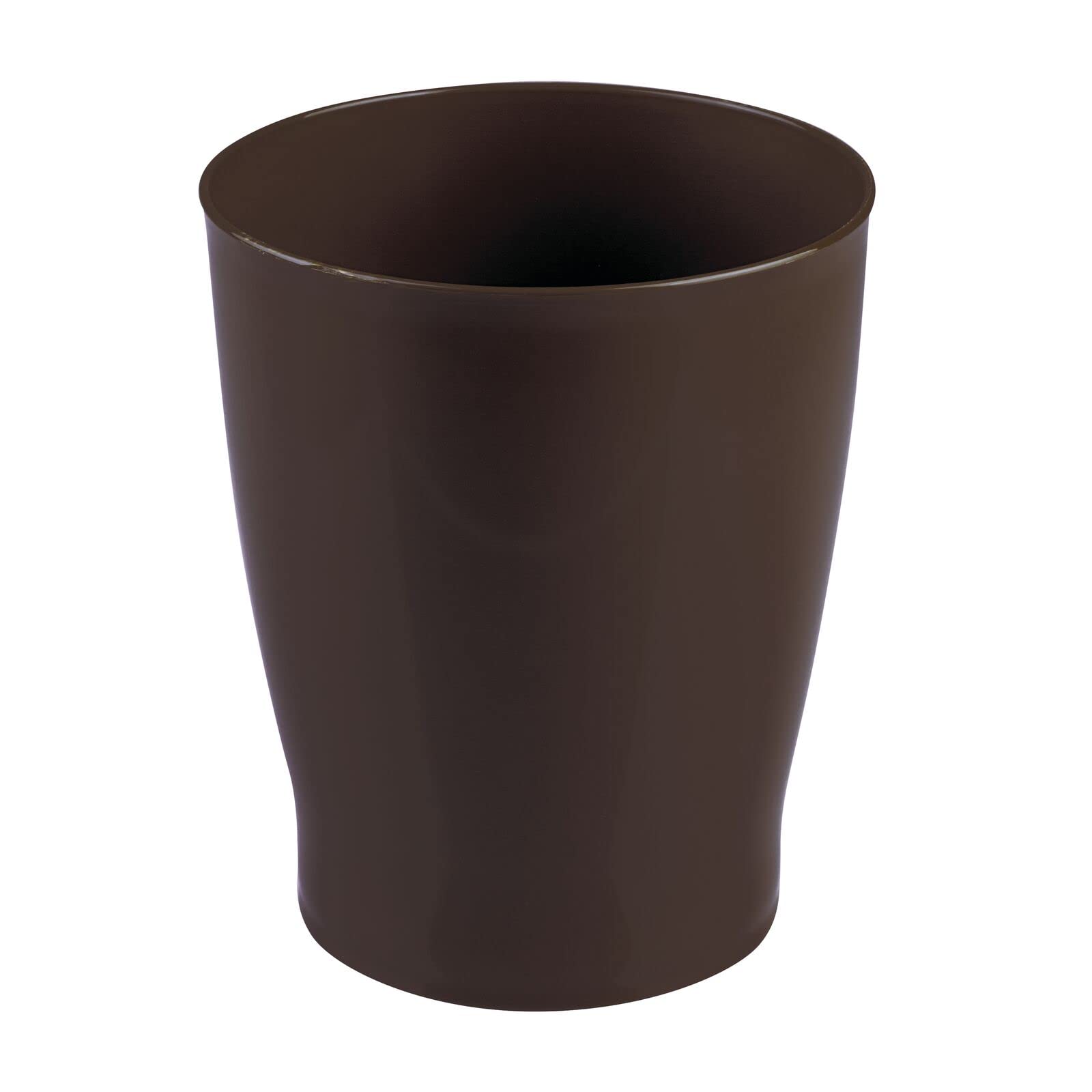 mDesign 1-Gallon Slim Round Plastic Trash Can - Dark Brown Wastebasket for Bathroom, Bedroom, Kitchen, Home Office & Kids Room | Compact Garbage Bin for Small Spaces & Daily Use