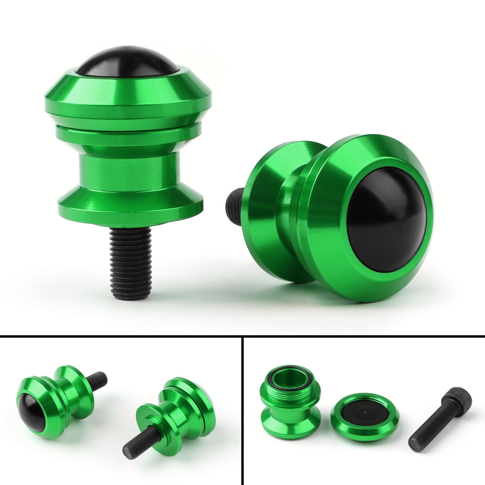 10mm Billet Aluminum Swingarm Spools Sliders for Kawasaki Ninja 250R 300 400 650 1000 ZX6R ZX10R - Motorcycle Rear Stand Lift Paddock Accessories for Easy Maintenance & Parking