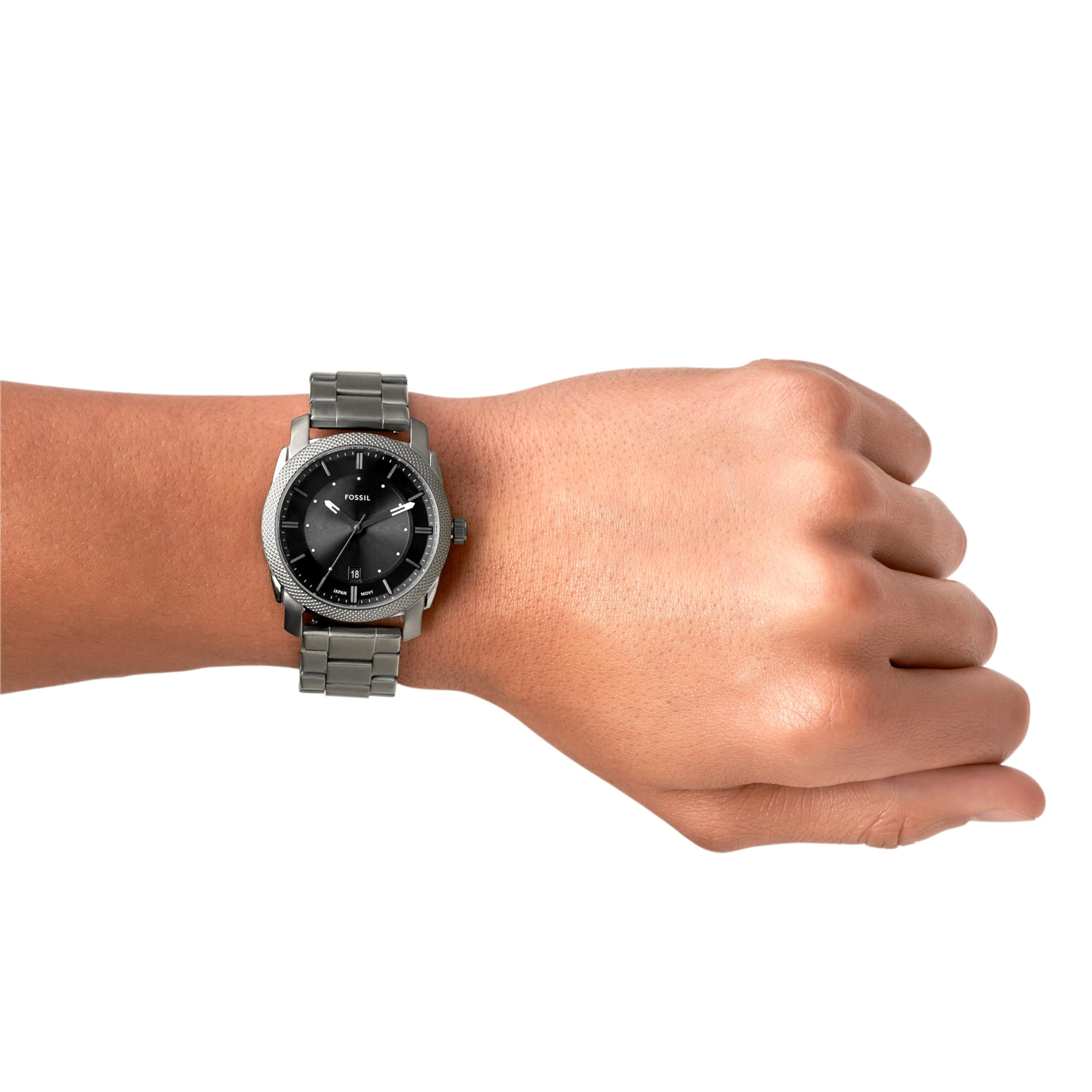 Fossil Machine Men's Stainless Steel Quartz Watch with Three-Hand Movement - Perfect for Business, Casual Wear & Everyday Use