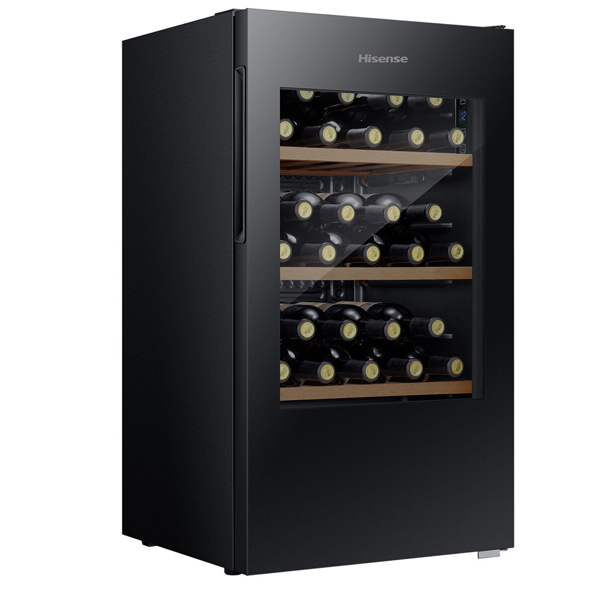 Hisense 30 Bottle Wine Cooler Refrigerator - Black HRWC31 for Home Bar, Kitchen, or Wine Cellar - Compact Wine Storage Solution