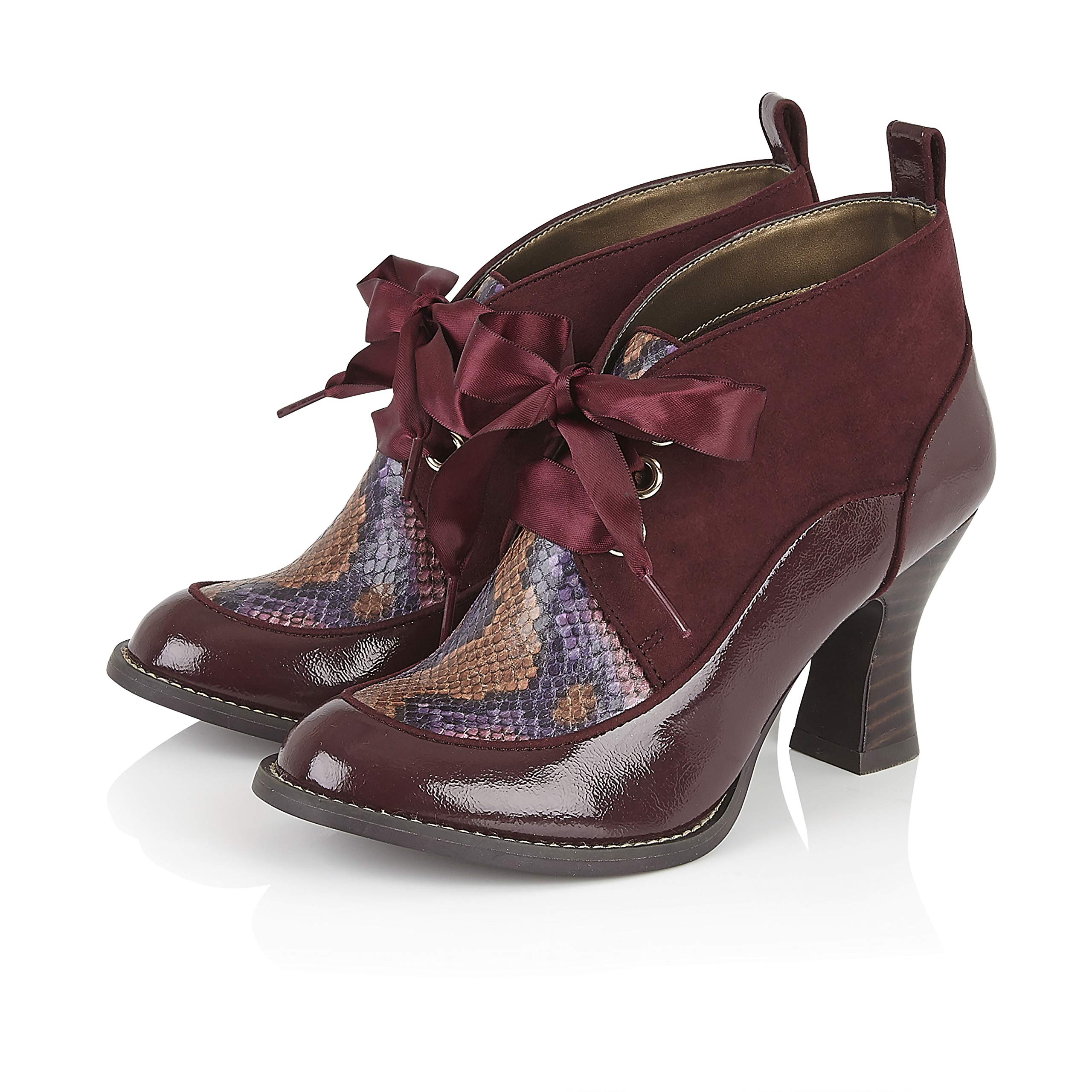 Ruby Shoo Emma Comfortable Mid Heel Boots for Women - Burgundy, Black & Brown Cow Leather - Perfect for Office, Parties & Everyday Wear