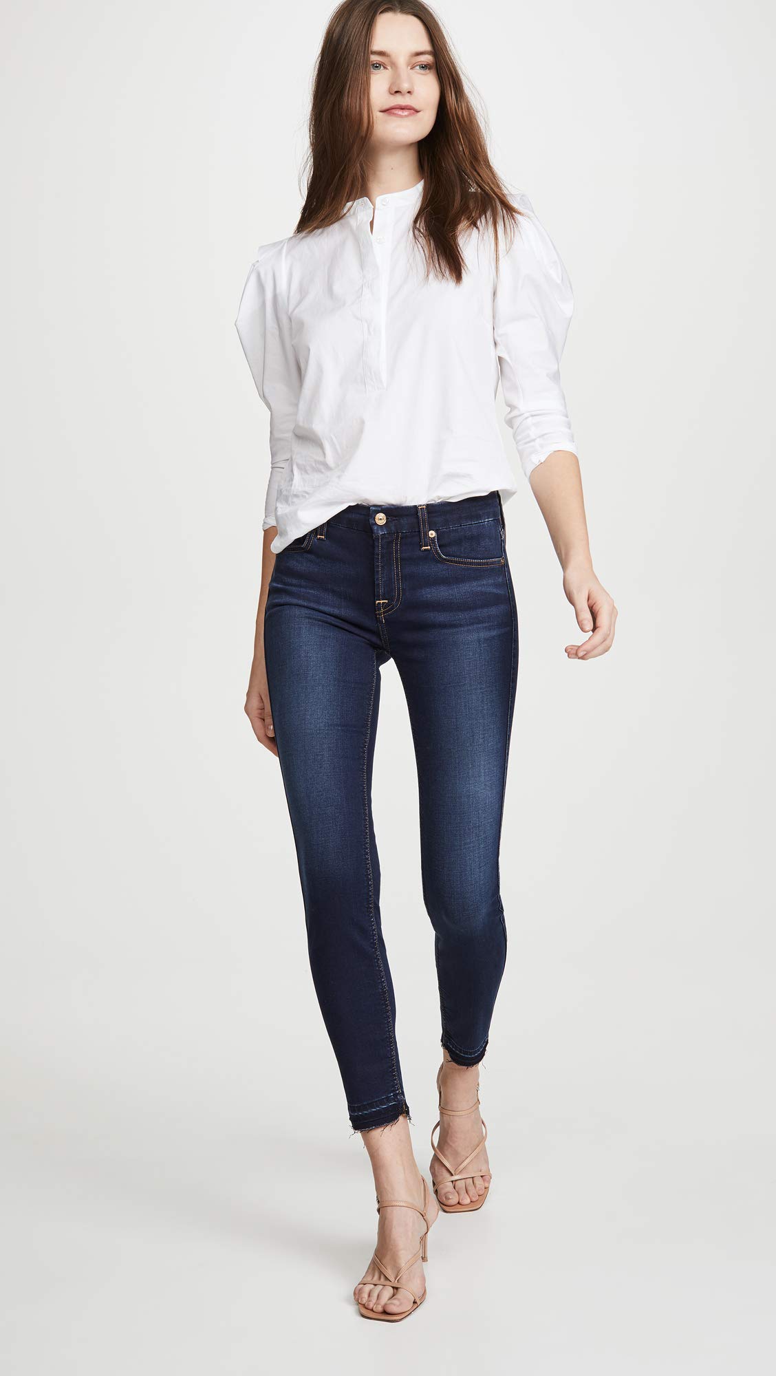 7 For All Mankind Women's Mid Rise Skinny Fit Ankle Jeans - Stretch Denim Pants for Casual Wear & Everyday Outfits | Comfortable Slim Fit Jeans for Work, Date Night and Weekend Style