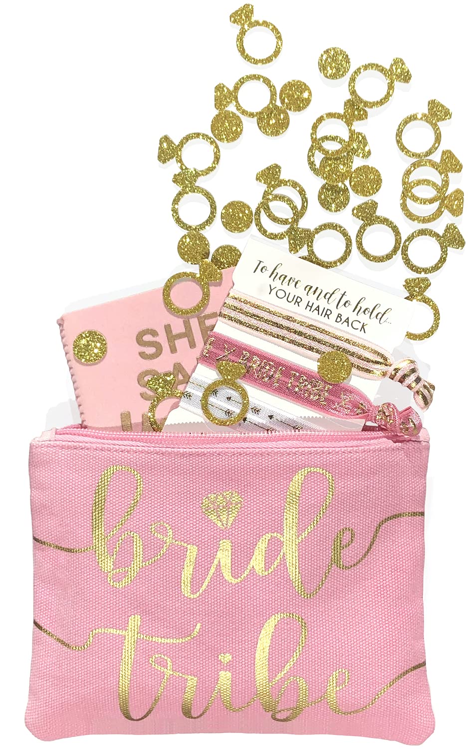 Bride Tribe Makeup Bags Set of 3 - Wedding Party Favors for Bridesmaids, Bachelorette Party & Bridal Shower | Cosmetic & Toiletries Travel Bag, Wedding Survival Kit, Hangover Kit, Keepsake Gift (Blush Pink) - Perfect for Destination Weddings, Girls' Trips & Spa Weekends