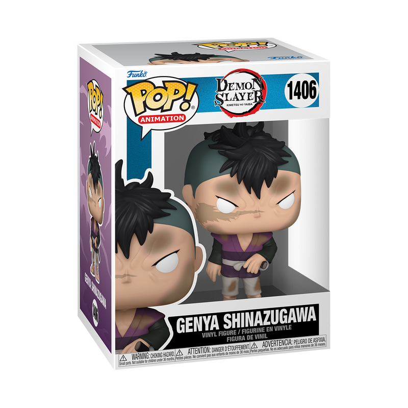 Genya Shinazugawa Funko Pop! Demon Slayer Anime Figure #1406 with Protector Case - Collectible Gift for Fans, Home & Office Display