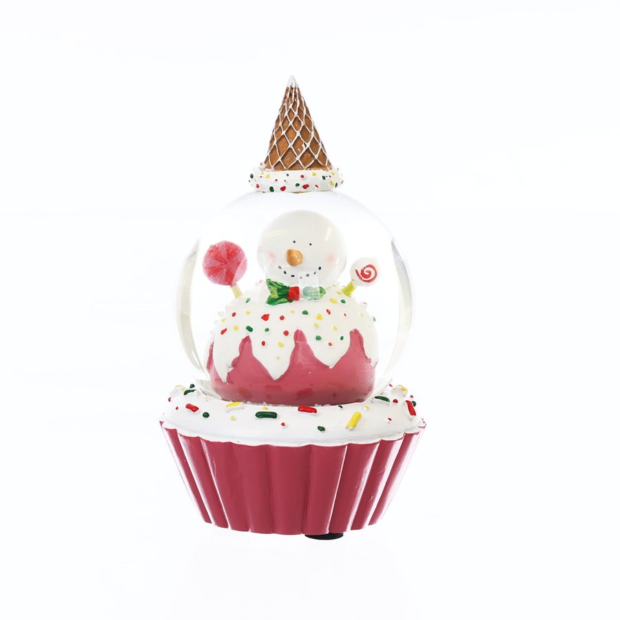 ART PRINT APJ Cupcake Snow Globe with Snowman Design (350g) - Perfect for Christmas Decorations, Gift Giving, and Winter Home Decor