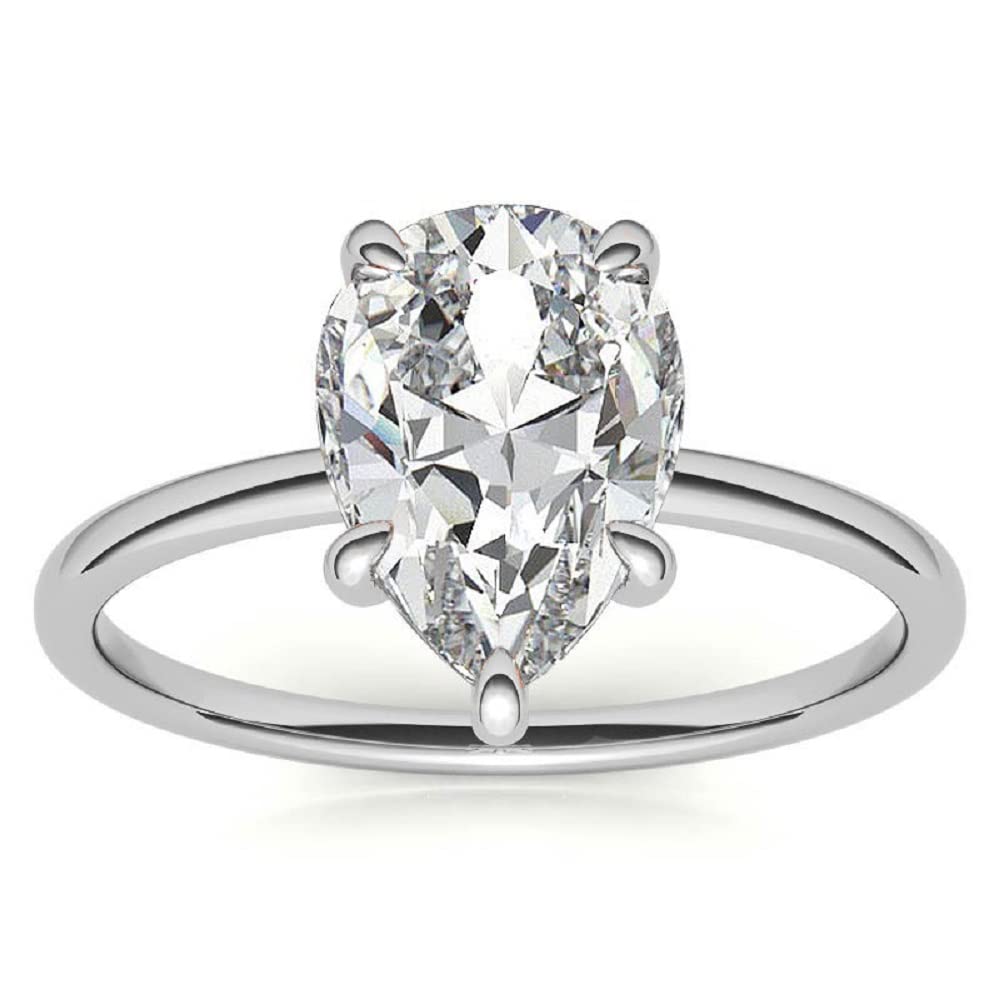 3 CT Pear Moissanite Engagement Ring - Vintage Solitaire Wedding Band with 4-Prong Antique Setting in Sterling Silver - Anniversary, Promise Ring & Romantic Gift for Her - Perfect for Proposals, Weddings & Special Occasions