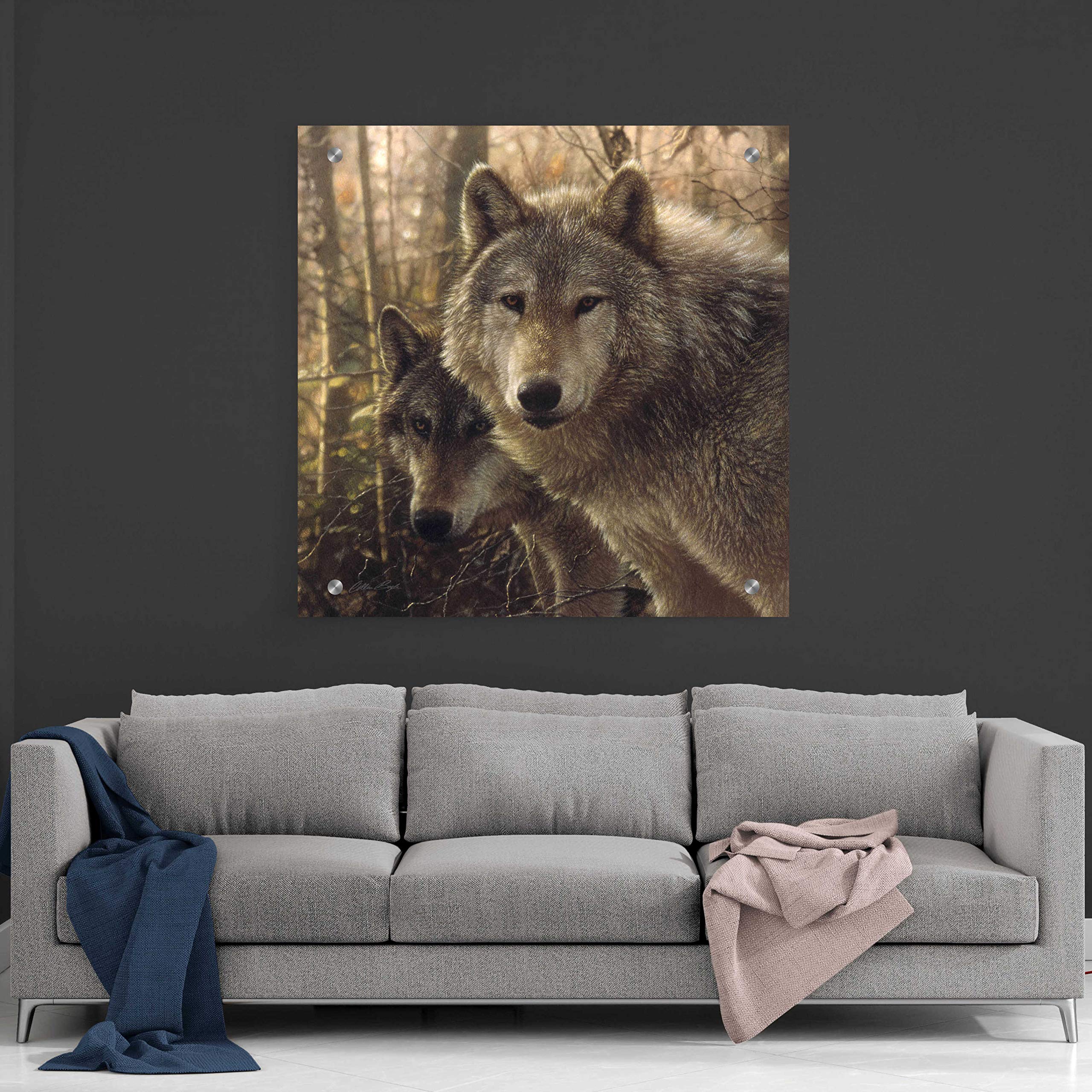 Collin Bogle 'Wood Land Companions' Acrylic Glass Wall Art - 36x36 Inches Modern Nature Painting for Living Room, Bedroom & Office Decor