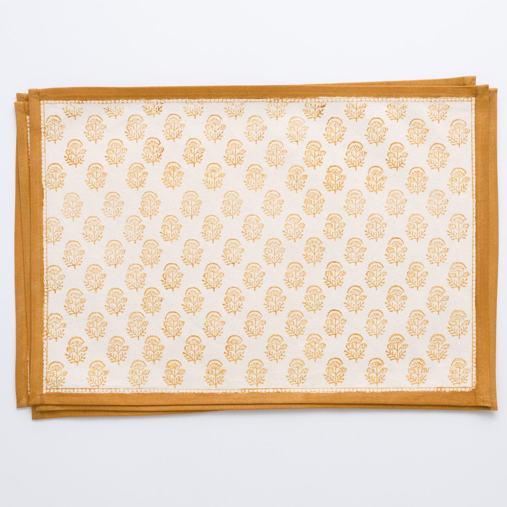 Anika Ochre Placemat Set of 4 | Premium Heat-Resistant Table Mats for Dining, Kitchen & Home Decor | Perfect for Dinner Parties, Daily Use & Stylish Tablescapes