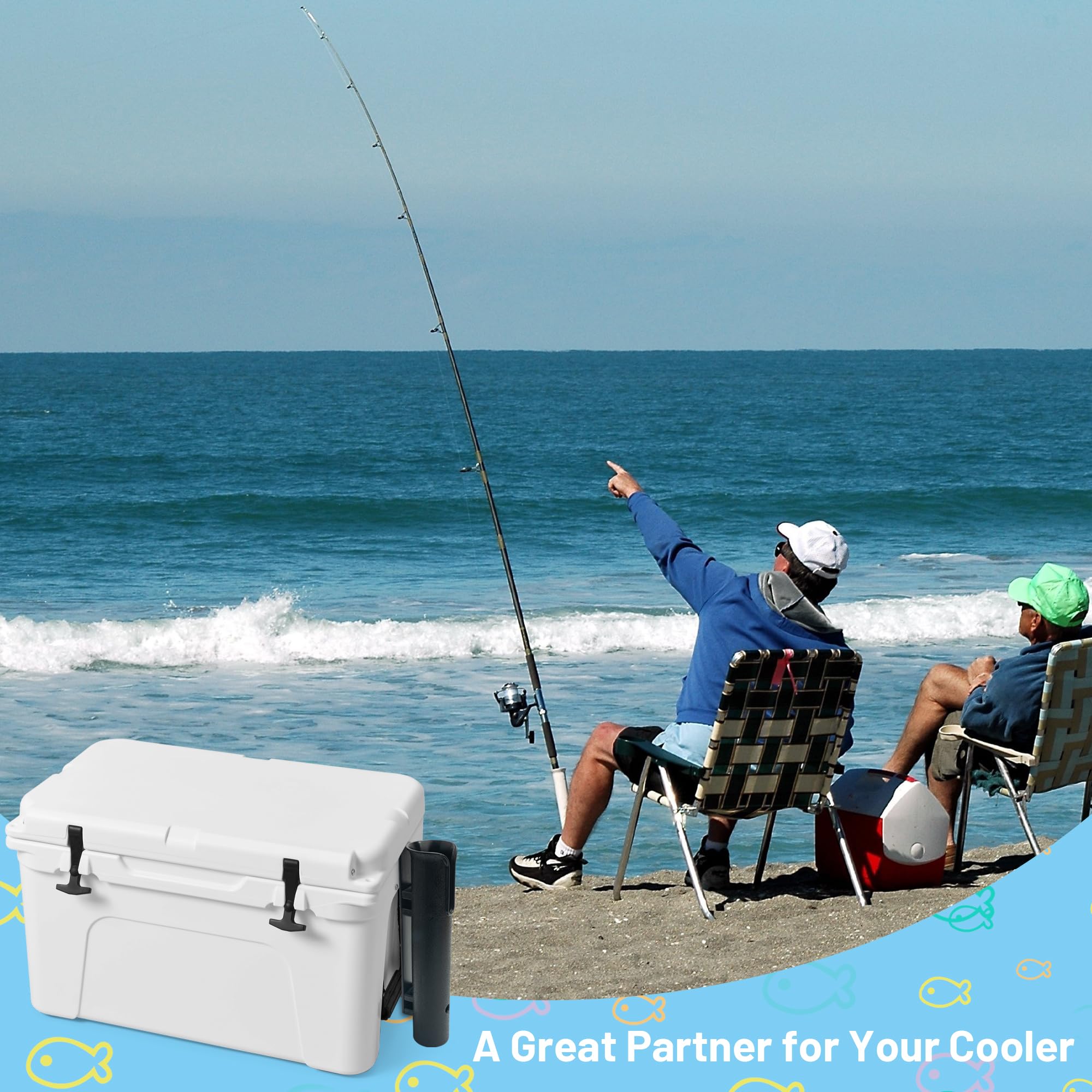 Wall Mounted Fishing Rod Holder - Compatible with YETI & RTIC Coolers, Cooler Accessory, Medium, Black - Perfect for Garage, Boat, and Outdoor Storage