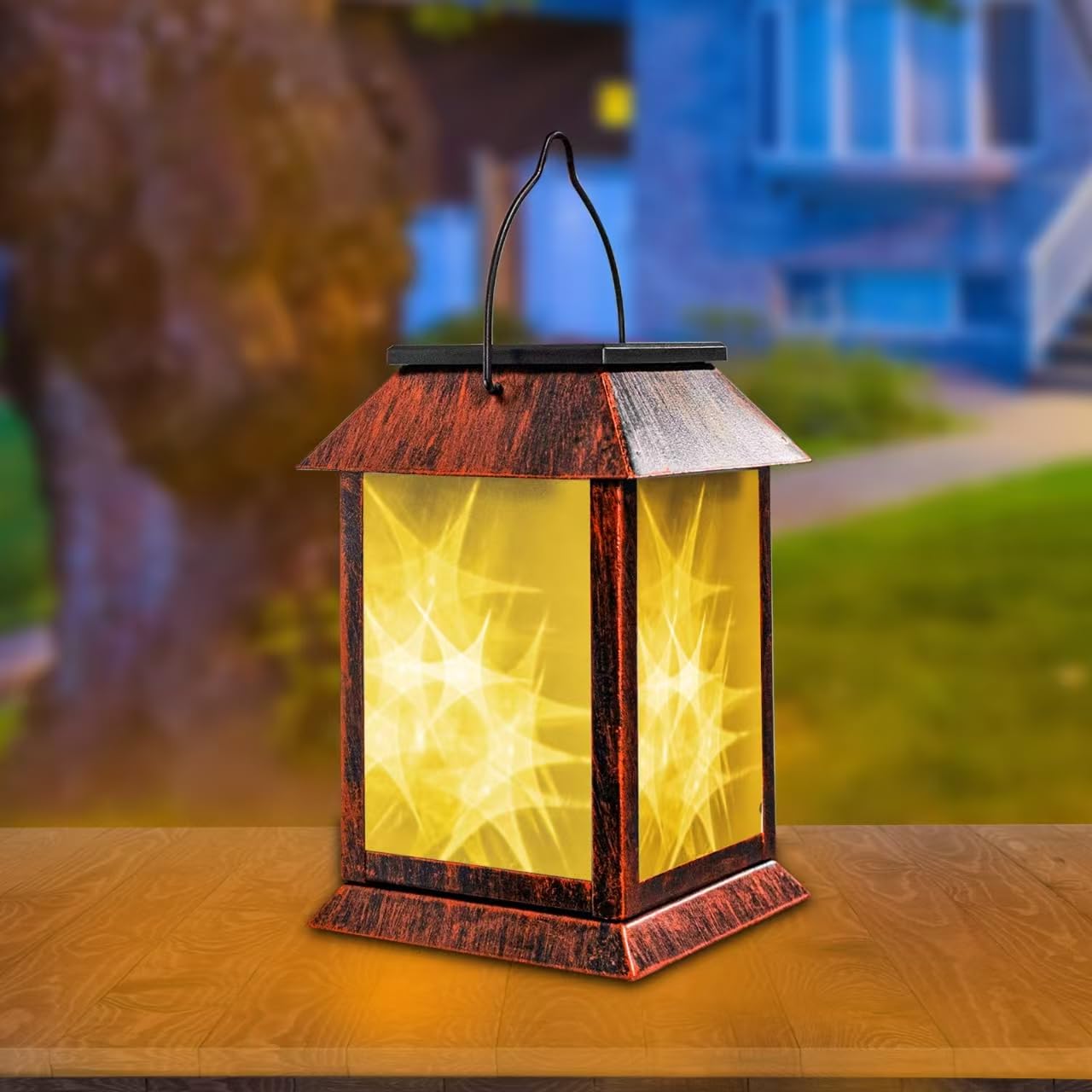 1PC Solar Powered Outdoor Lantern with Upgraded Flashing Mode & 3D Starry Effect - Waterproof Hanging Garden Lights for Yard, Patio, Pathway Decor - Perfect for Camping, Parties, and Outdoor Events