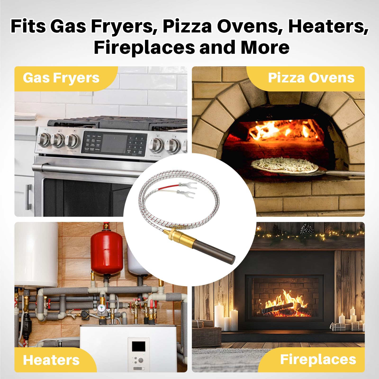 Pitco 60125501 Gas Fryer Thermocouple & Thermopile Replacement Kit - Compatible with Elite, Imperial, Frymaster, Dean Commercial Deep Fryers - Professional Restaurant & Kitchen Equipment Repair Parts for Gas Fryer Maintenance