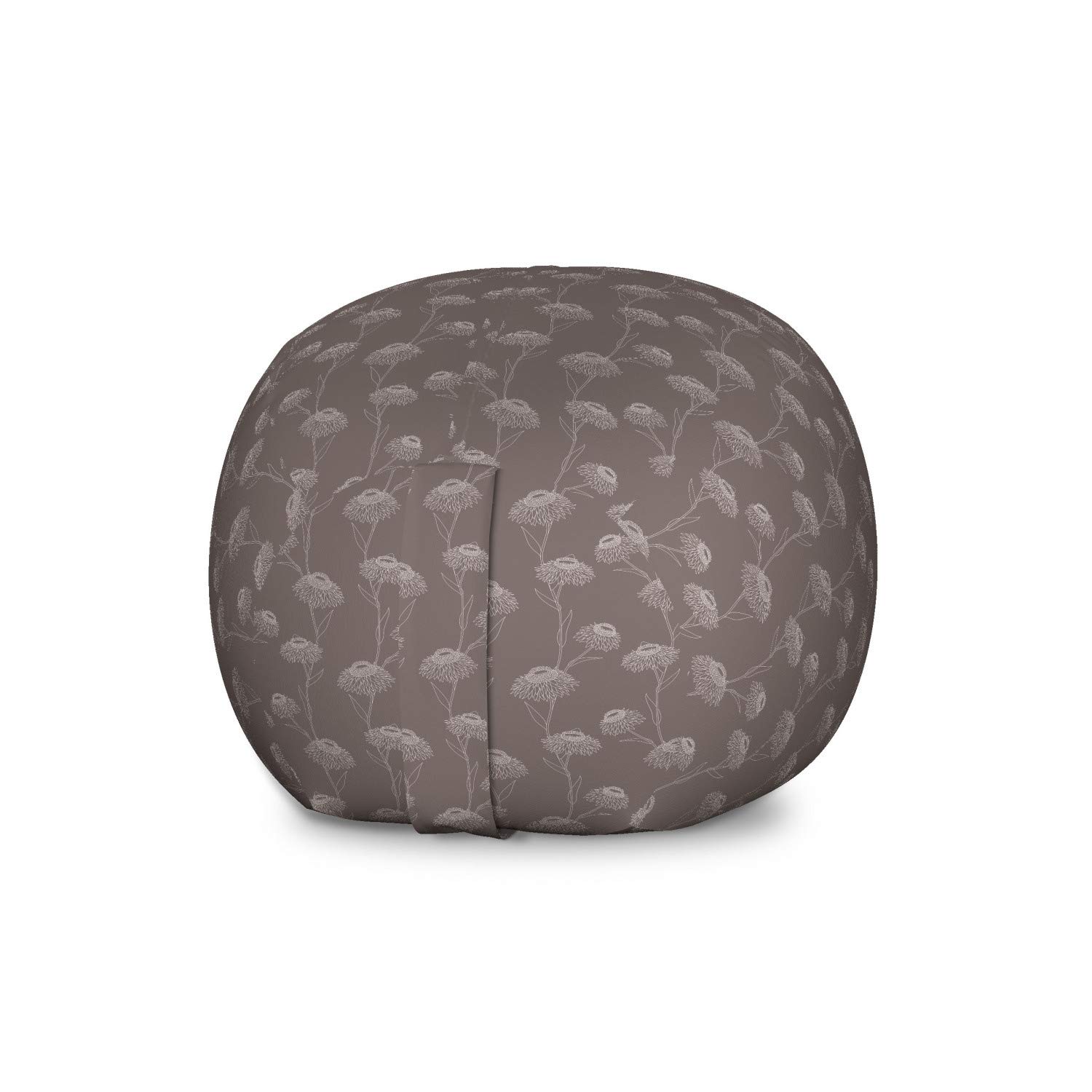 Ambesonne Large Taupe Storage Toy Bag Chair - Chrysanthemum Blooms Botanical Design on Dark Background, Washable Stuffed Animal Organizer | Perfect for Kids' Room, Nursery, Playroom & Dorm Organization