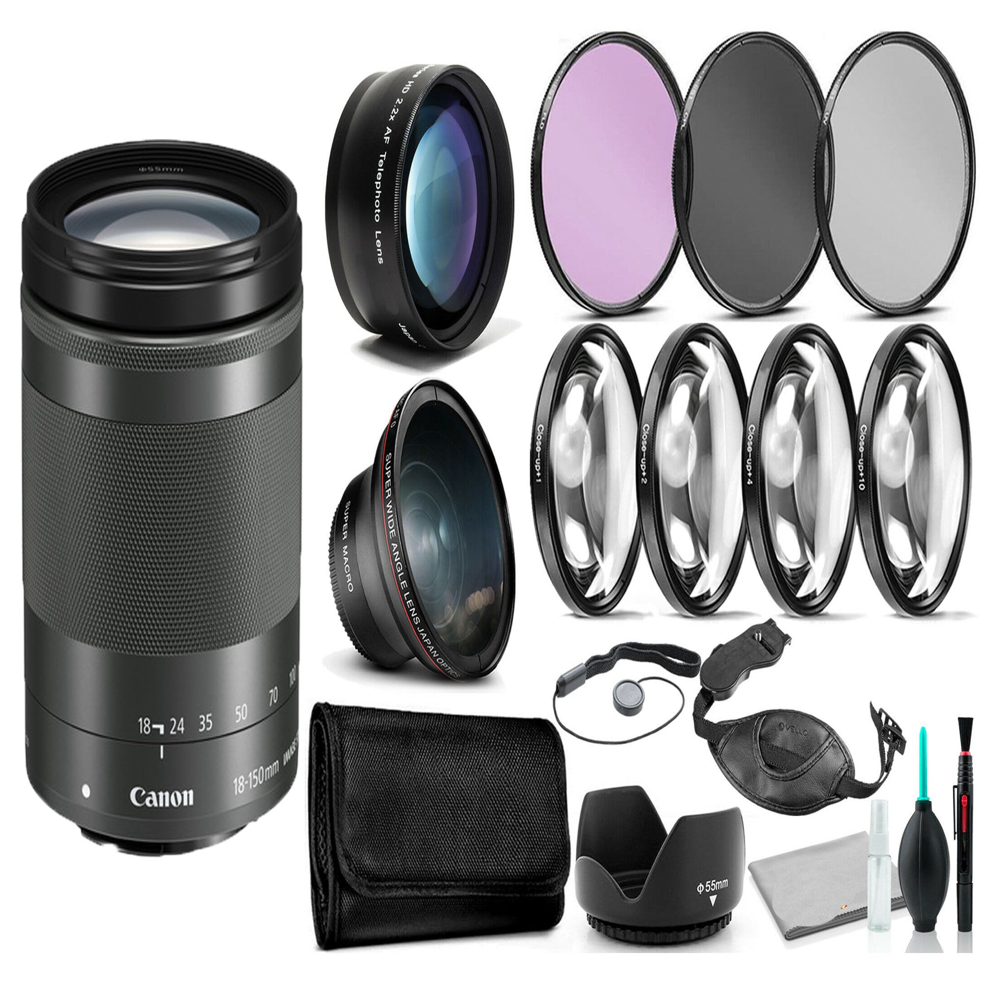 Canon EF-M 18-150mm f/3.5-6.3 IS STM Lens with Cleaning Kit & Filter Kit - Perfect for Travel, Portrait & Wildlife Photography
