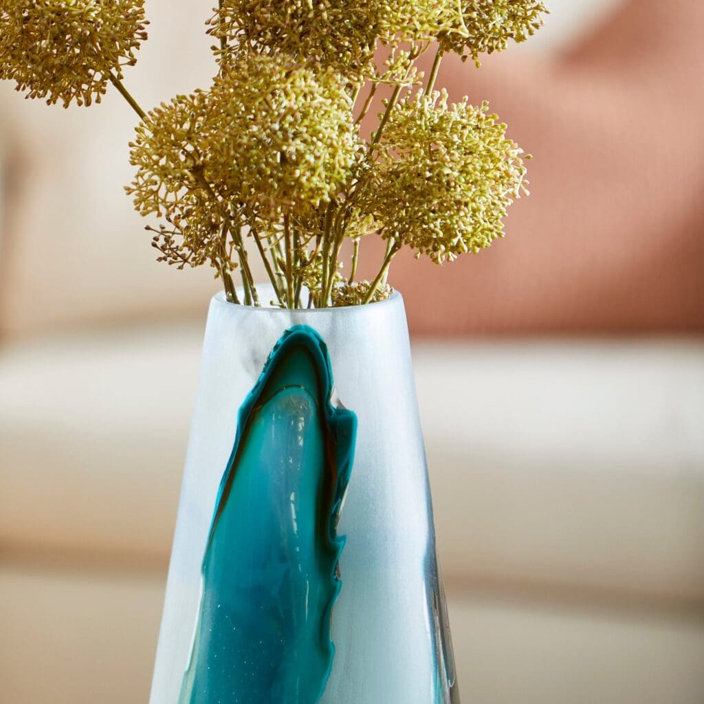 Cyan Design 10325 Tall Ferdinand Vase - Green and White Ceramic Floor Vase for Home Decor, Living Room, Entryway, Office | Elegant Flower Arrangement Centerpiece