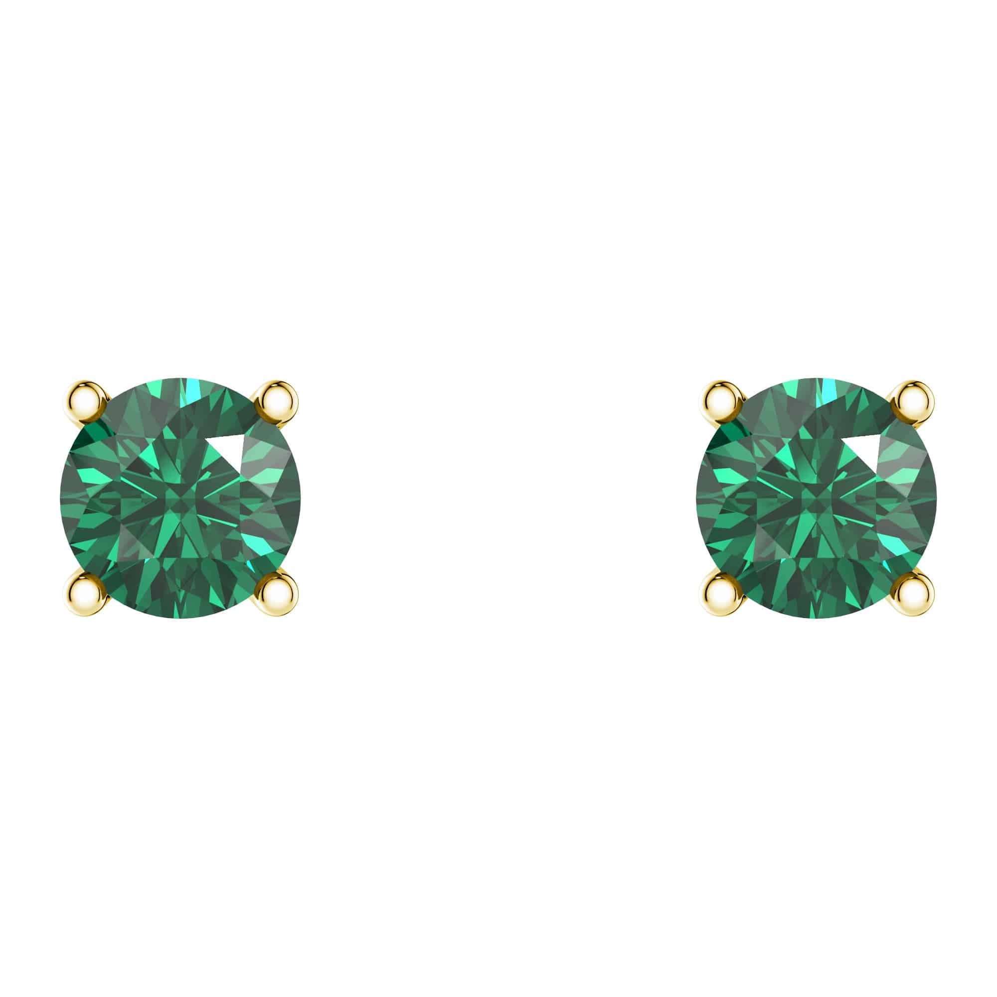 1 CT. Classic Solitaire Emerald Stud Earrings - 14K Gold Earrings for Women, Elegant Gift for Anniversary, Birthday & Special Occasions