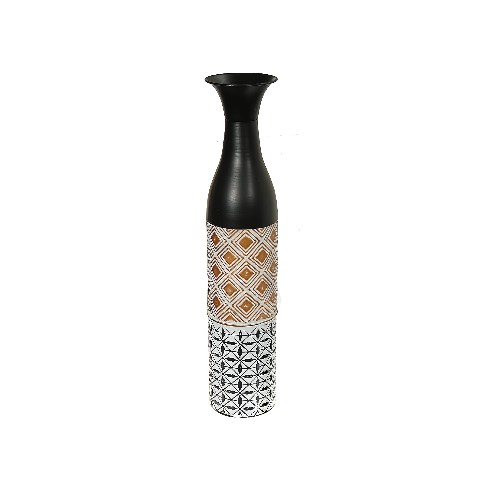 24 Inch Midnight Charm Metal Decorative Vase - Elegant Home Decor for Living Room, Bedroom, or Office Centerpiece